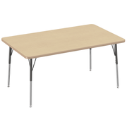 36" x 60" Rectangle T-Molding Activity Table with Adjustable Standard Swivel Glide Legs - Maple/Maple/Black