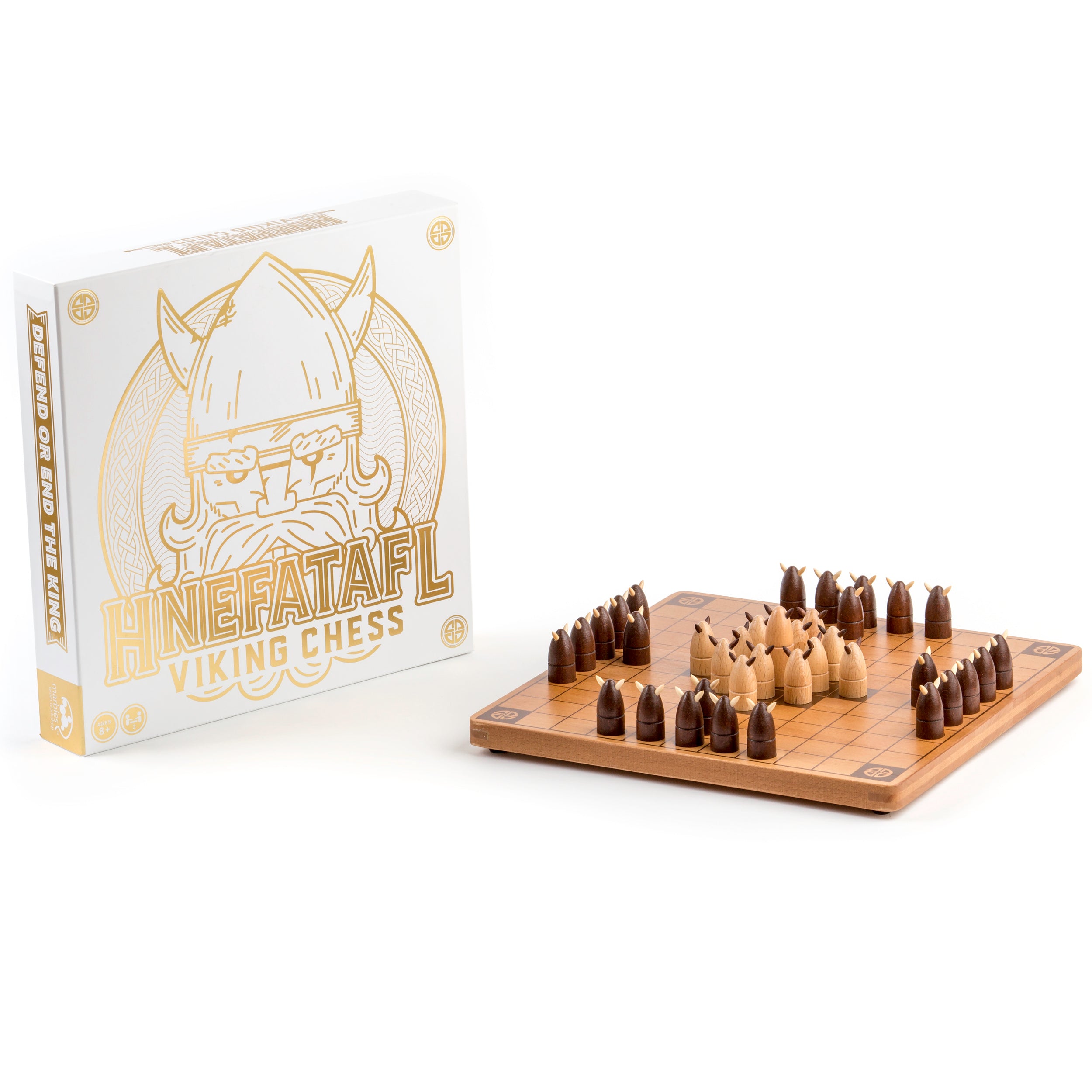 Hnefatafl, Two Player Strategy Game with Wooden Game Board, for Kids and Adults