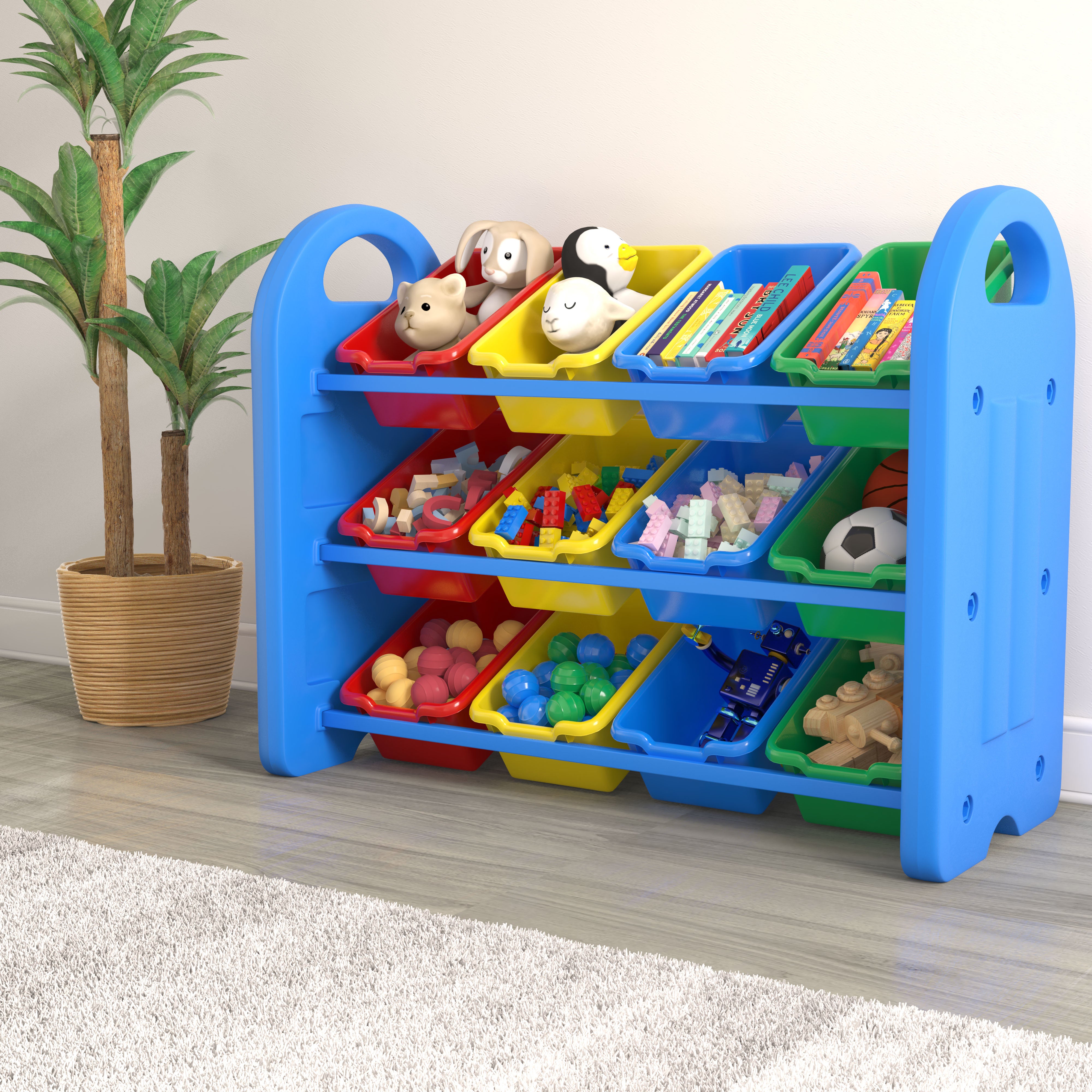 3-Tier Storage Organizer with Assorted Bins - Blue