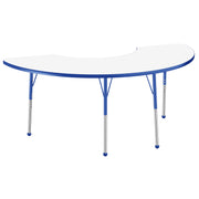 36" x 72" Half Moon Dry-Erase Activity Table with Adjustable Standard Ball Glide Legs - Whiteboard/Blue