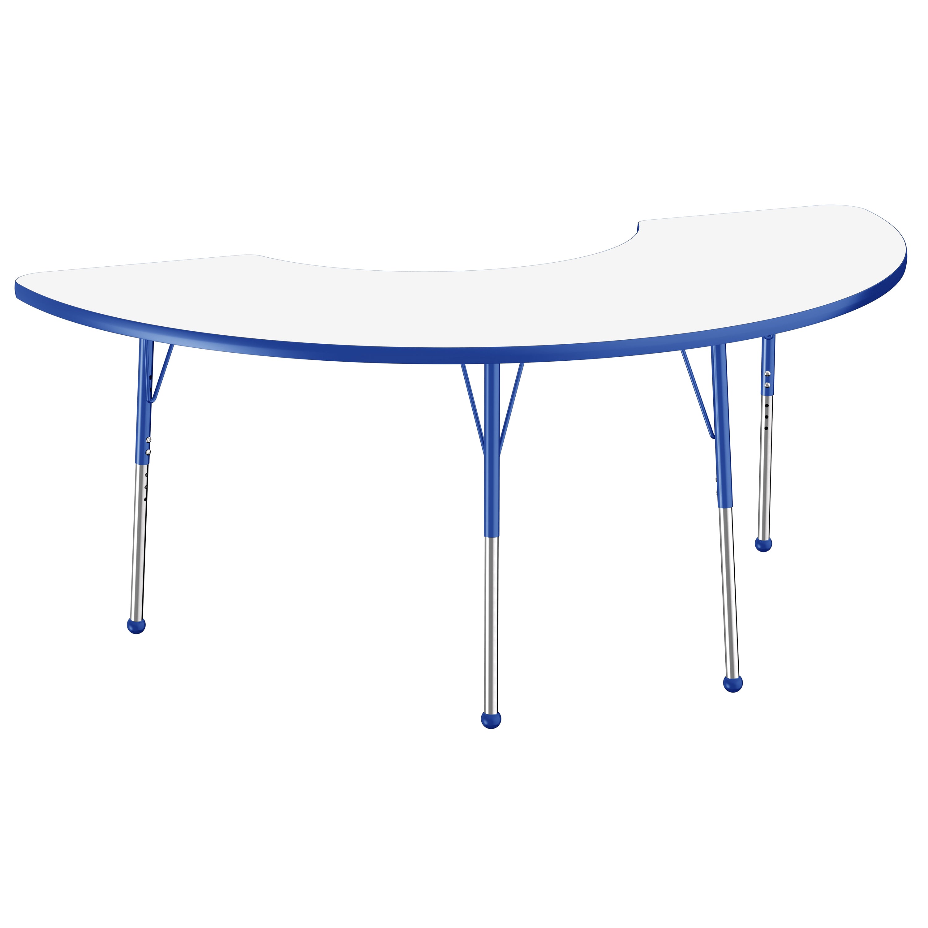 36" x 72" Half Moon Dry-Erase Activity Table with Adjustable Standard Ball Glide Legs - Whiteboard/Blue