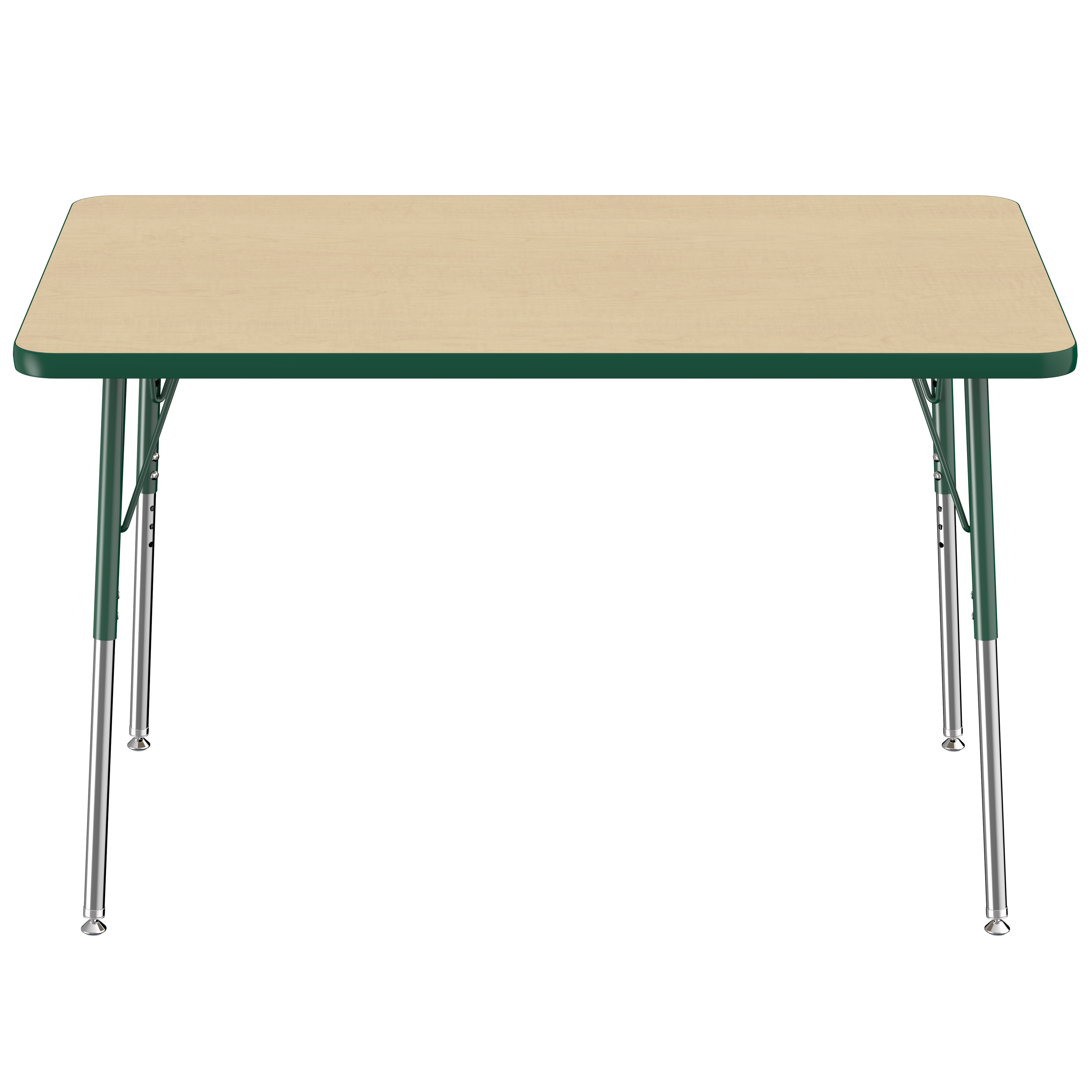 30" x 48" Rectangle T-Molding Activity Table with Adjustable Standard Swivel Glide Legs - Maple/Green