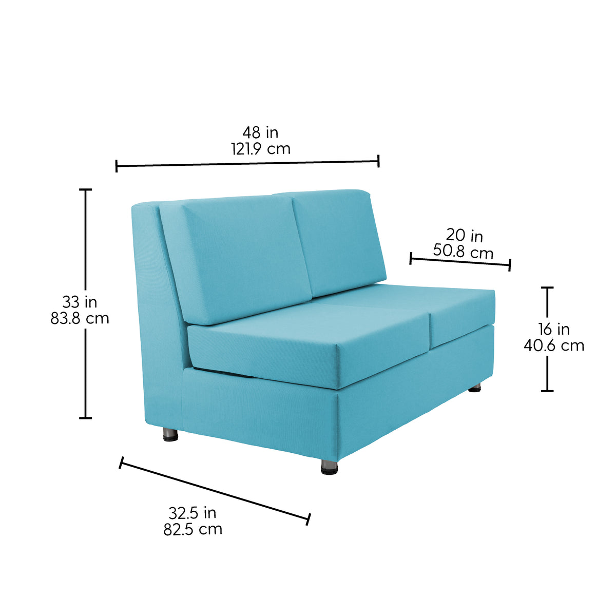 Outdoor Armless Sofa with Sunbrella - Canvas Aruba
