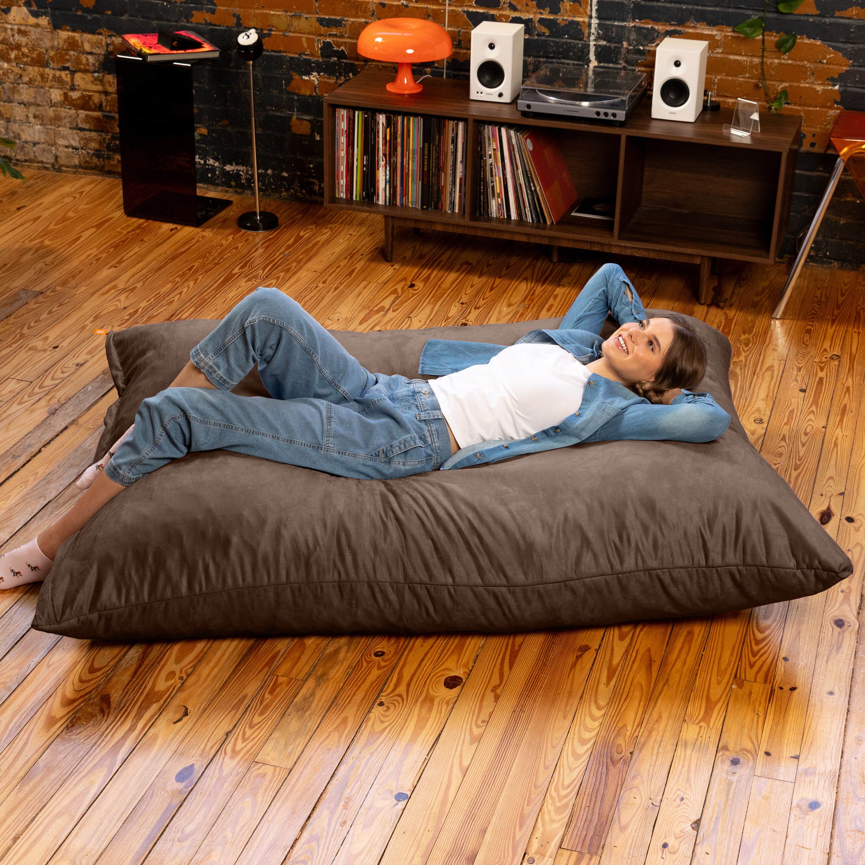 Jaxx Pillow Saxx 5.5-Foot - Huge Bean Bag Floor Pillow and Lounger, Chocolate