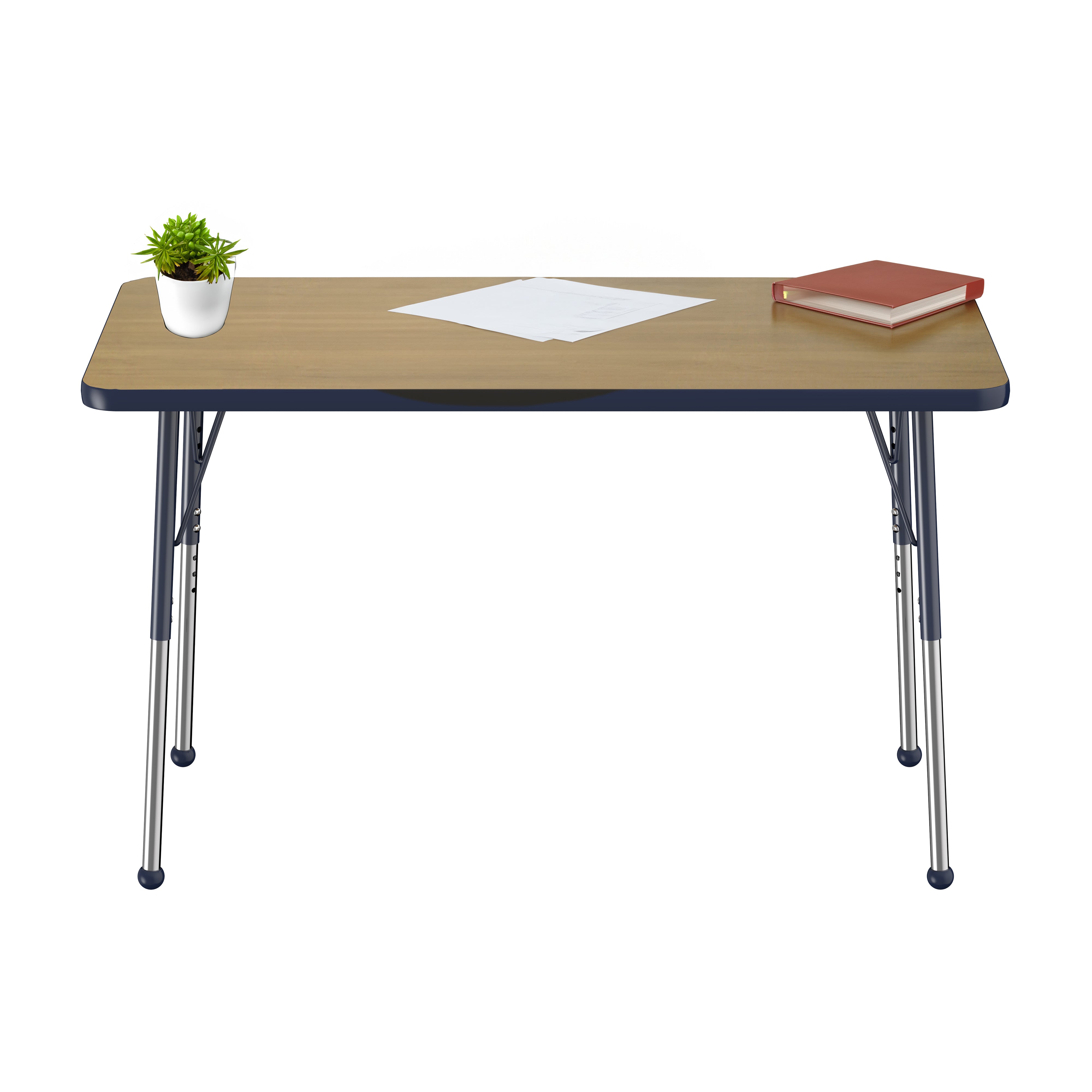 24" x 48" Rectangle T-Molding Activity Table with Adjustable Standard Ball Glide Legs - Pasadena Oak/Navy