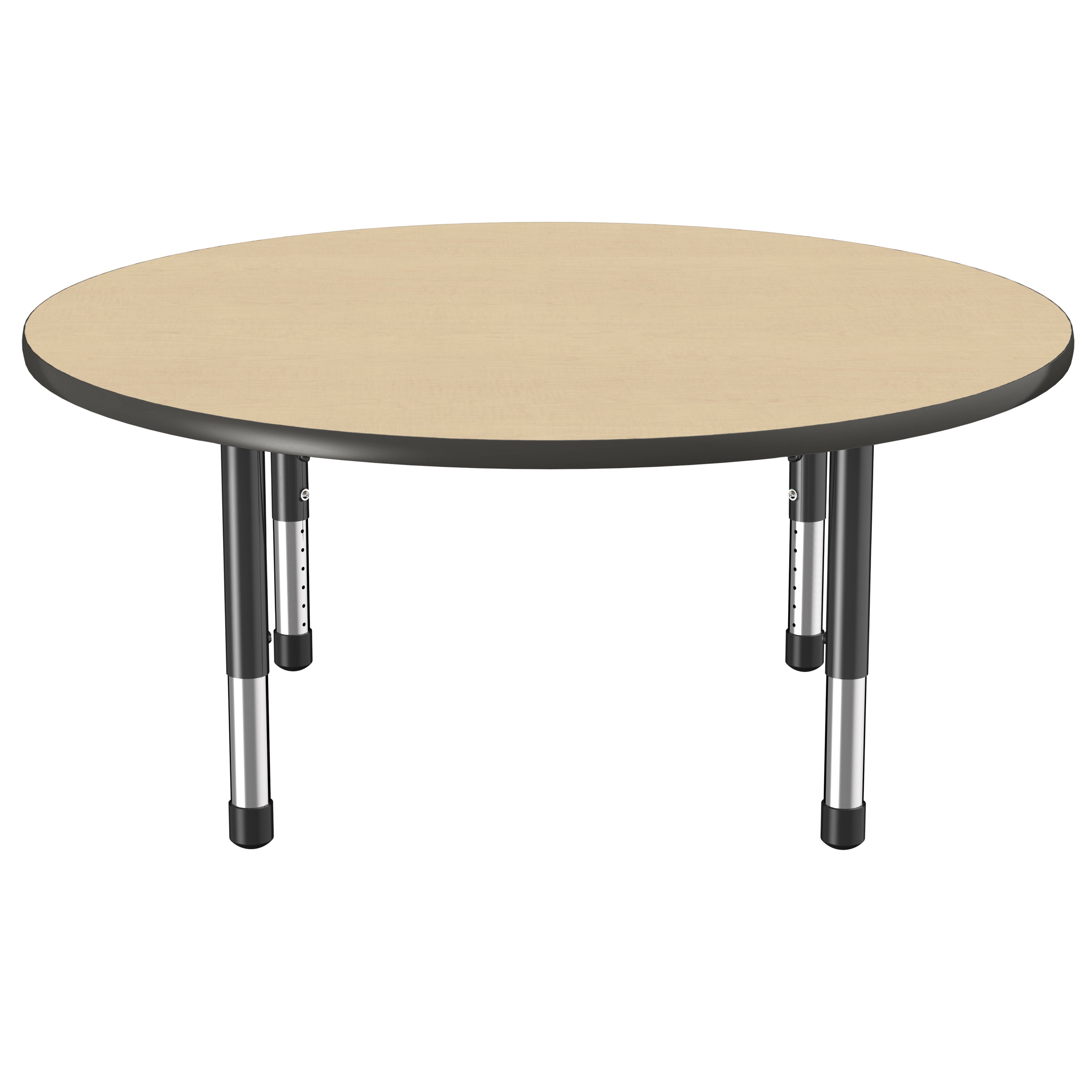 48" Round Thermofused Activity Table with Adjustable Chunky Legs - Maple/Black