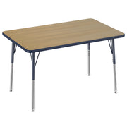 30" x 48" Rectangle Thermofused Activity Table with Adjustable Standard Swivel Glide Legs - Pasadena Oak/Navy