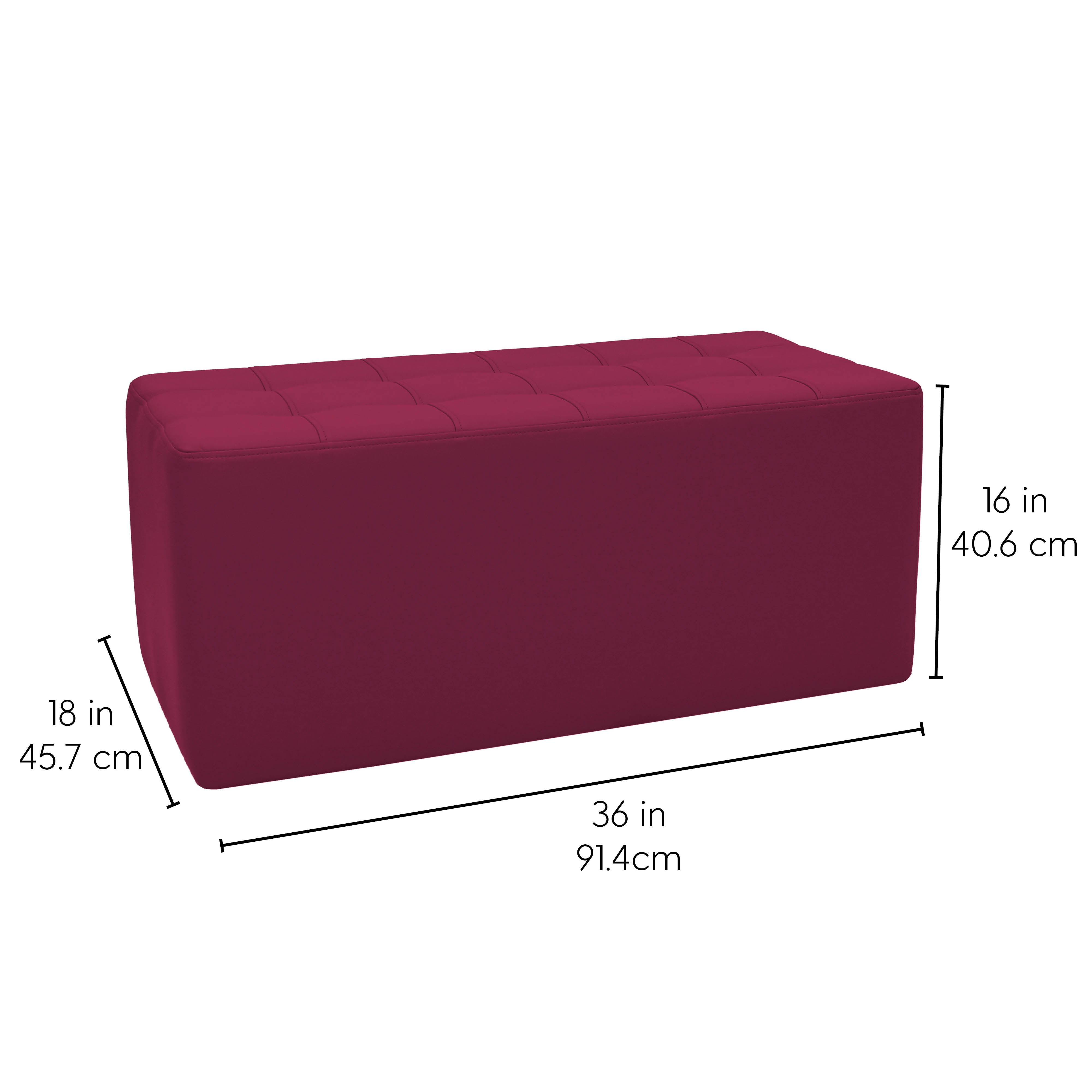 Tufted Rectangle Ottoman 16" Height - Raspberry