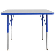 24" x 36" Rectangle T-Molding Activity Table with Adjustable Standard Swivel Glide Legs - Gray/Blue