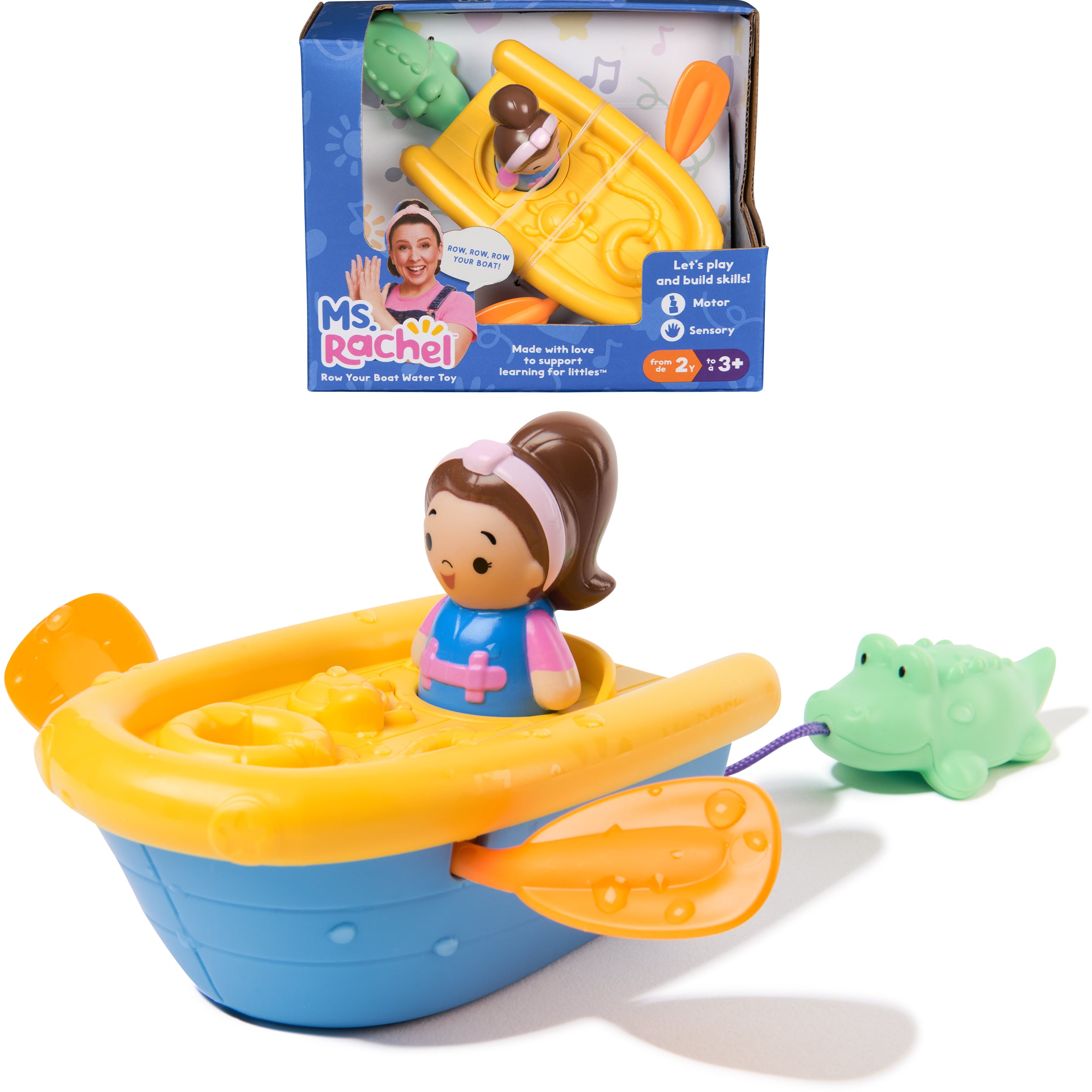 Ms. Rachel Official Row Your Boat Water Toy, Educational Bath Toys & Toddler Toys for Girls & Boys Ages 2-3+ Years