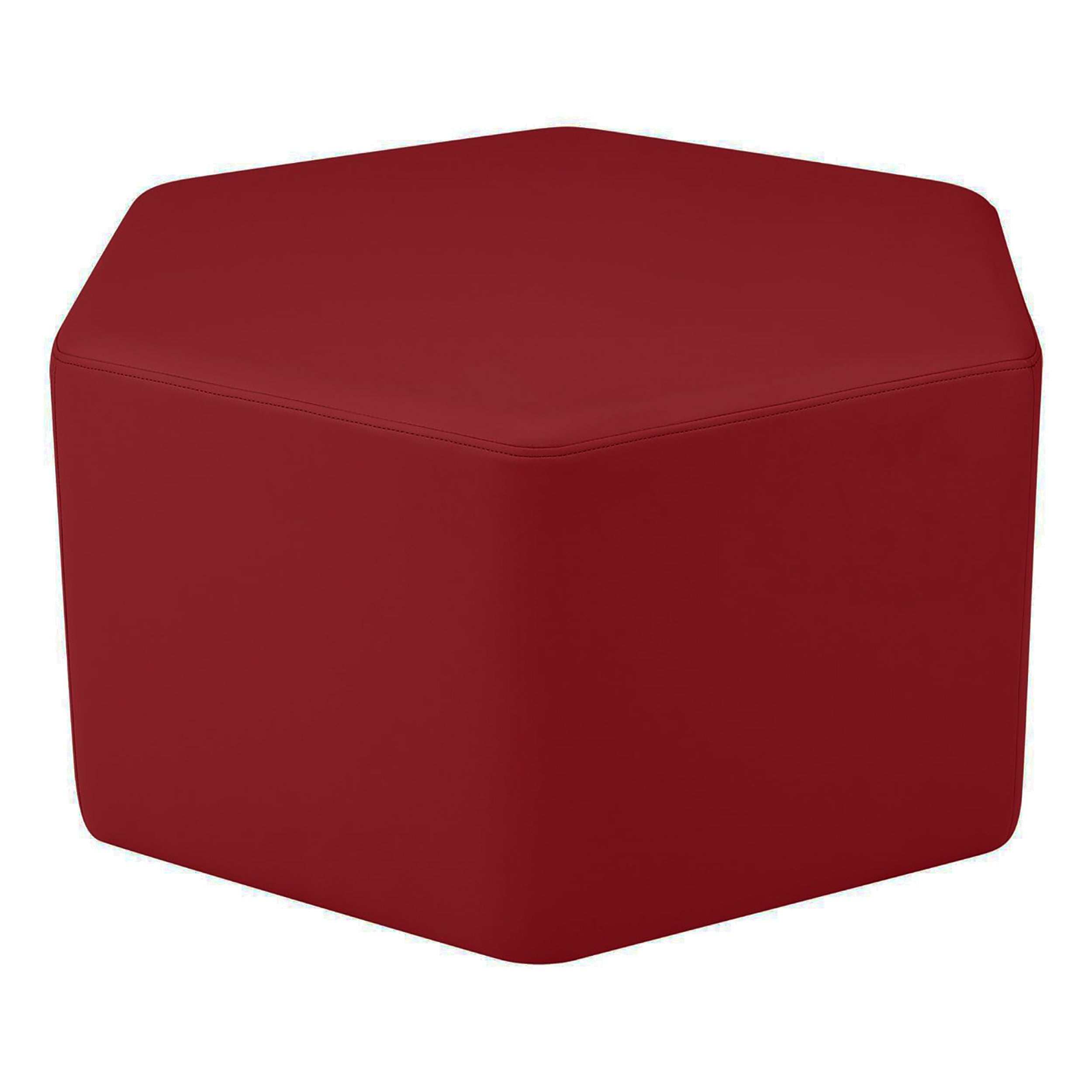 Pro Series Upholstered Hexagon Ottoman 18" Height - Crimson