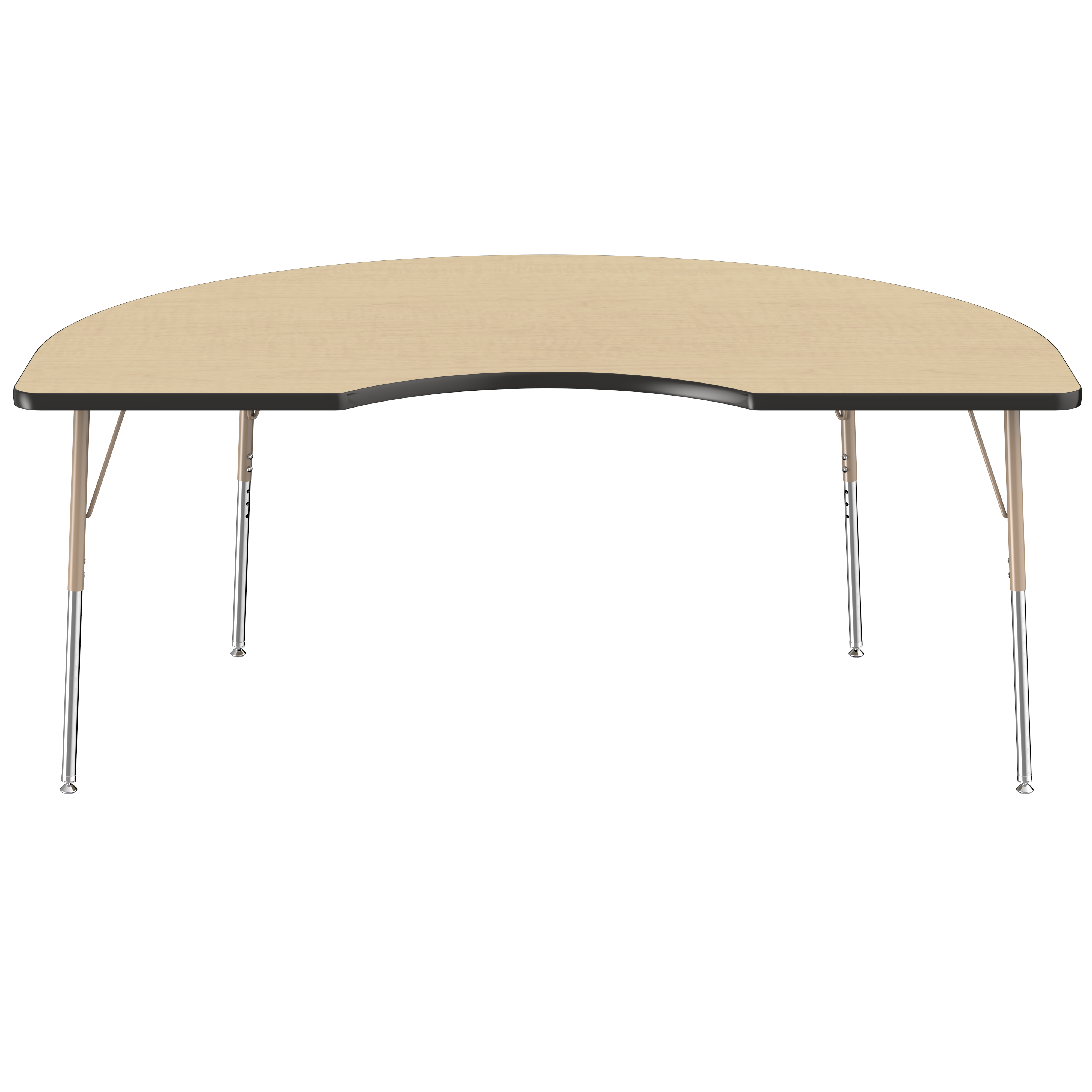 48" x 72" Kidney T-Molding Activity Table with Adjustable Standard Swivel Glide Legs - Maple/Black/Sand