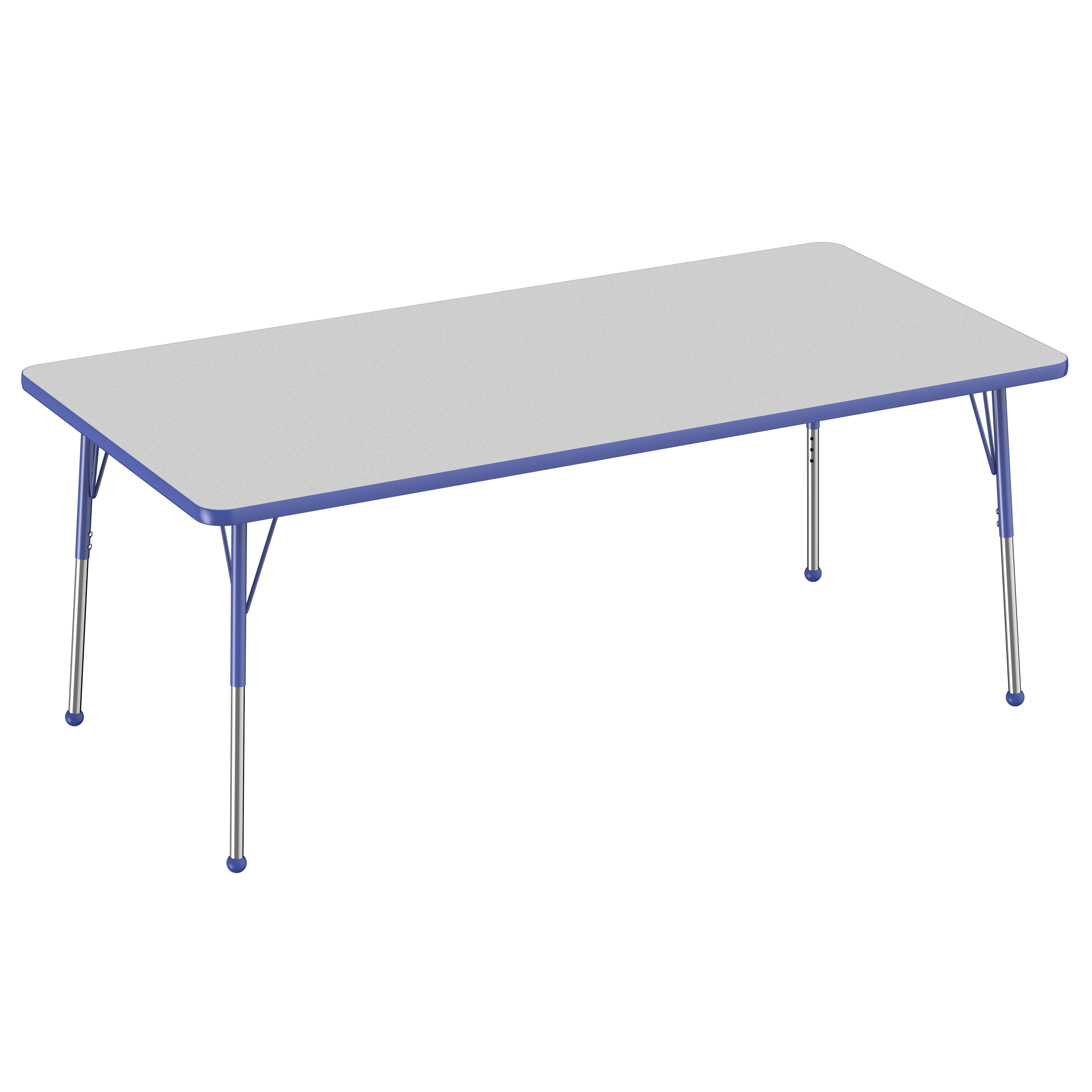 36" x 72" Rectangle T-Molding Activity Table with Adjustable Standard Ball Glide Legs - Gray/Blue
