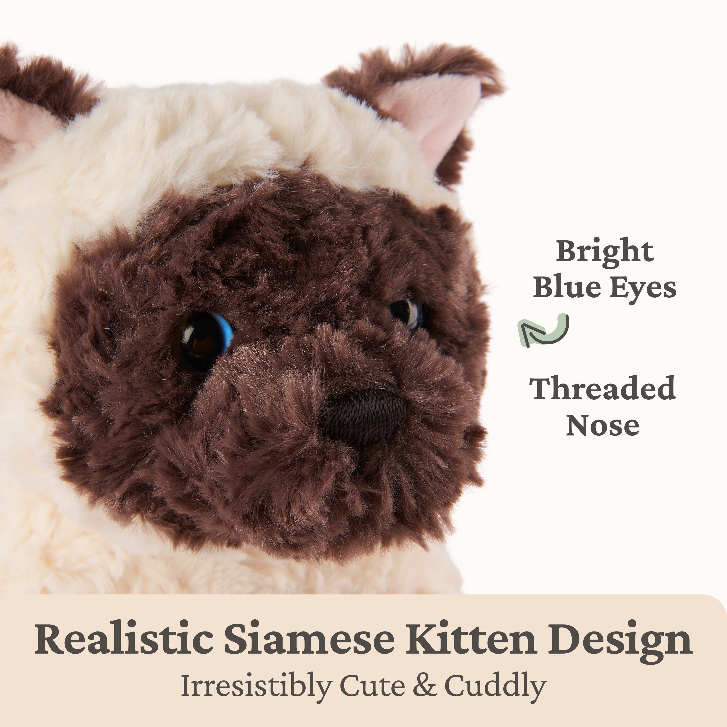GUND Bootsie Siamese Kitten Plush Toy, Premium Cat Stuffed Animal for Ages 1 and Up, Cream/Brown, 9”