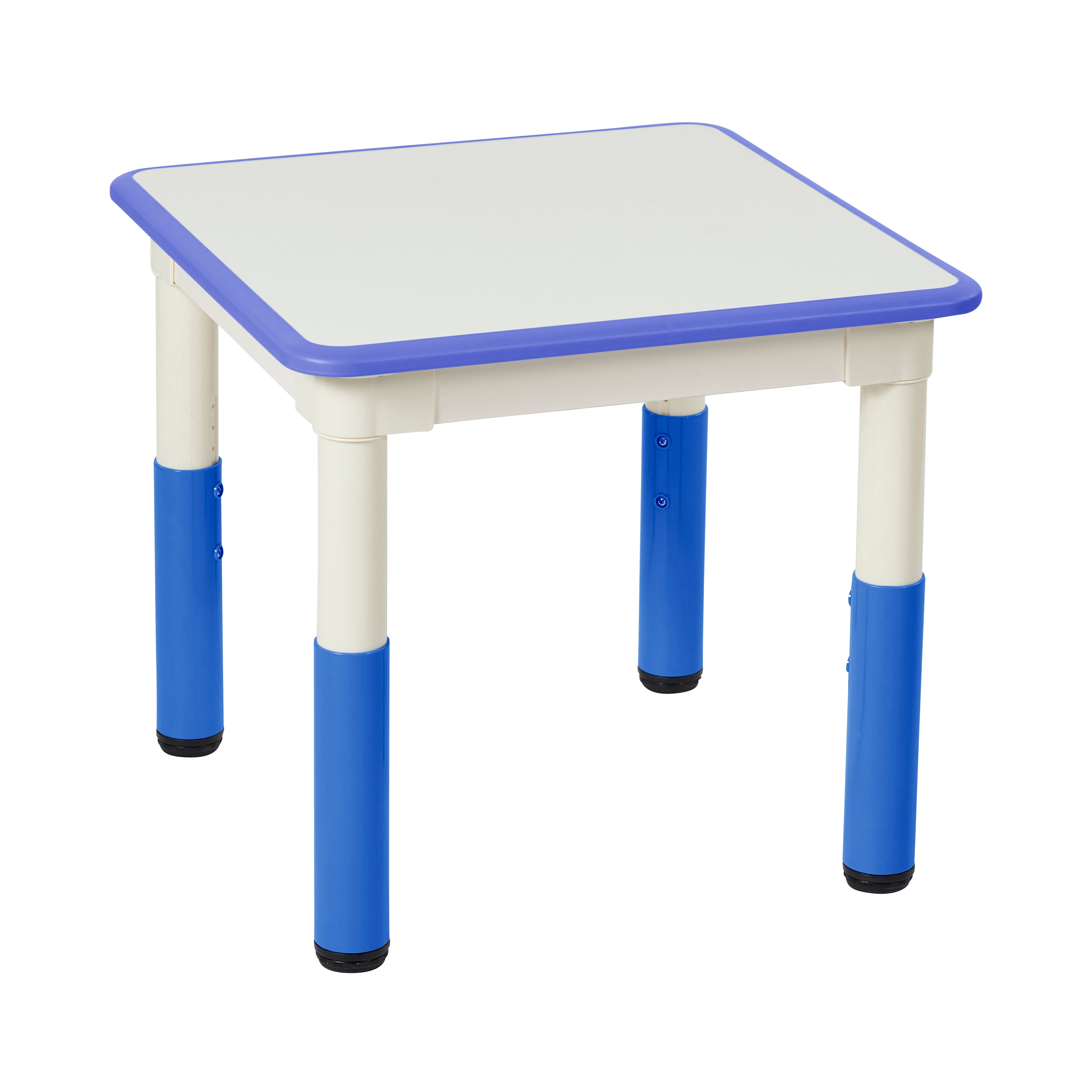 23in x 23in Square Dry-Erase Activity Table and 2 Adjustable Height Plastic Chairs - Blue