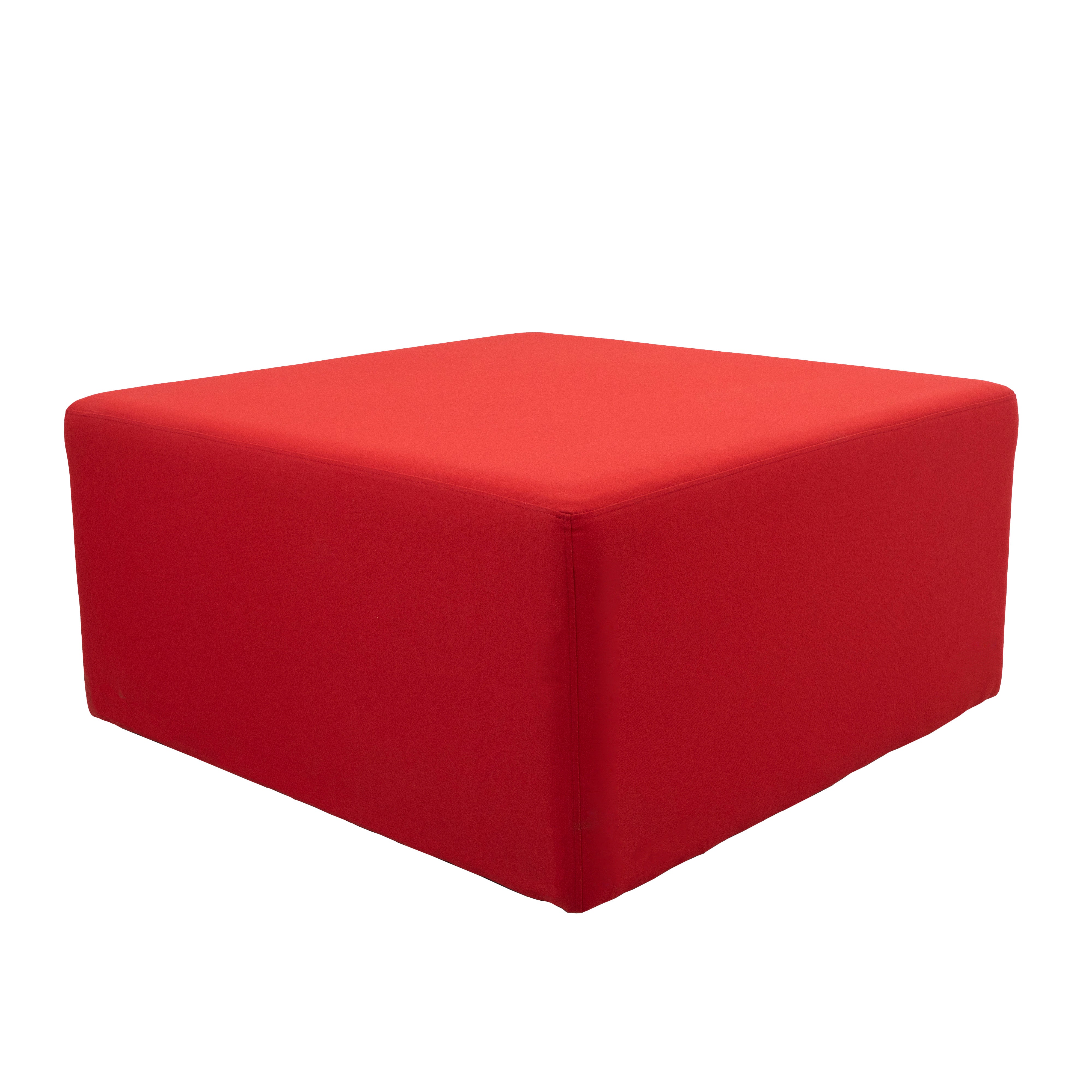 Outdoor 36" Square Ottoman with Sunbrella®, 18" H - Canvas Jockey Red