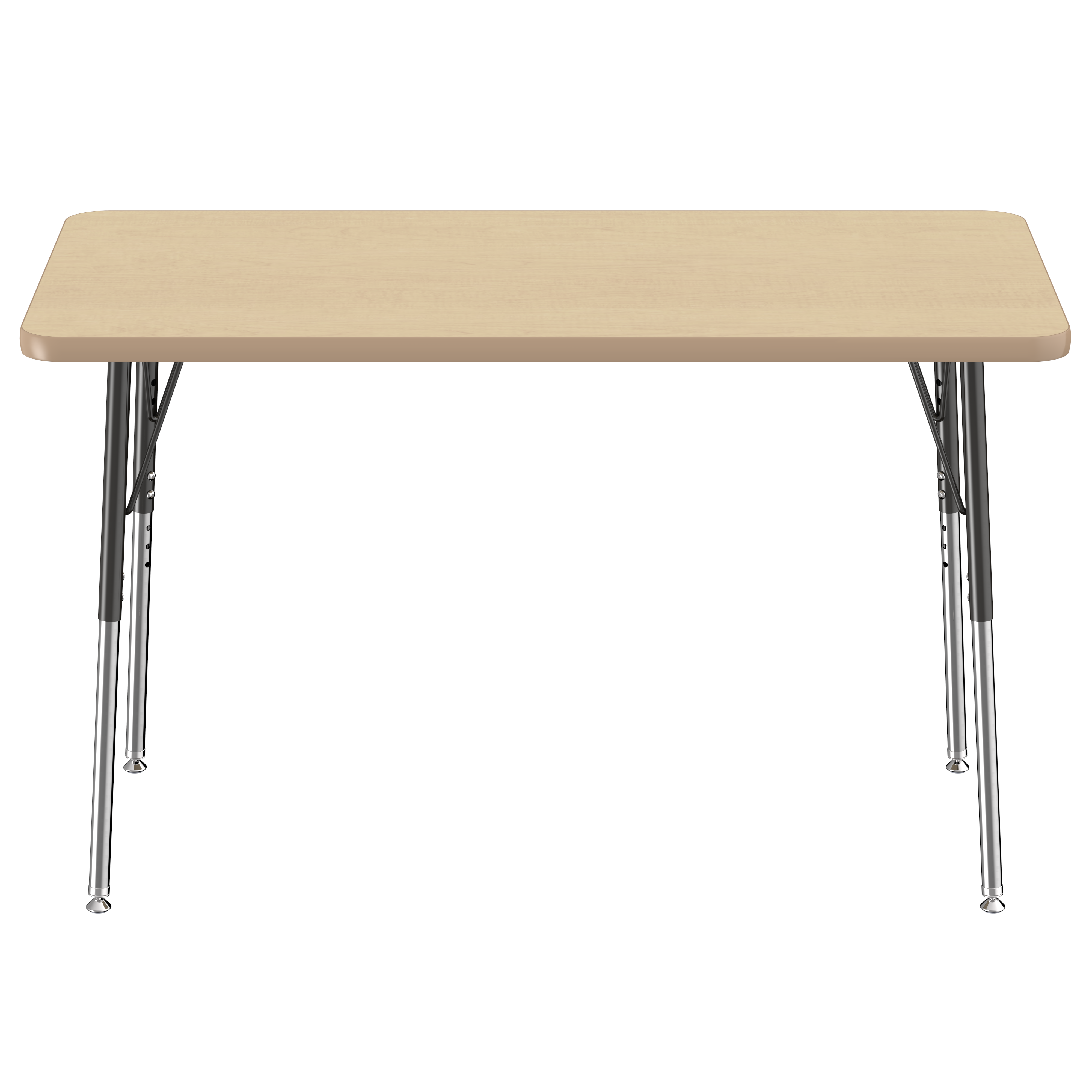24" x 48" Rectangle T-Molding Activity Table with Adjustable Standard Swivel Glide Legs - Maple/Maple/Black