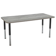30" x 72" Rectangle La Madera Activity Table with Adjustable Super Legs - Light Gray Wood/Black