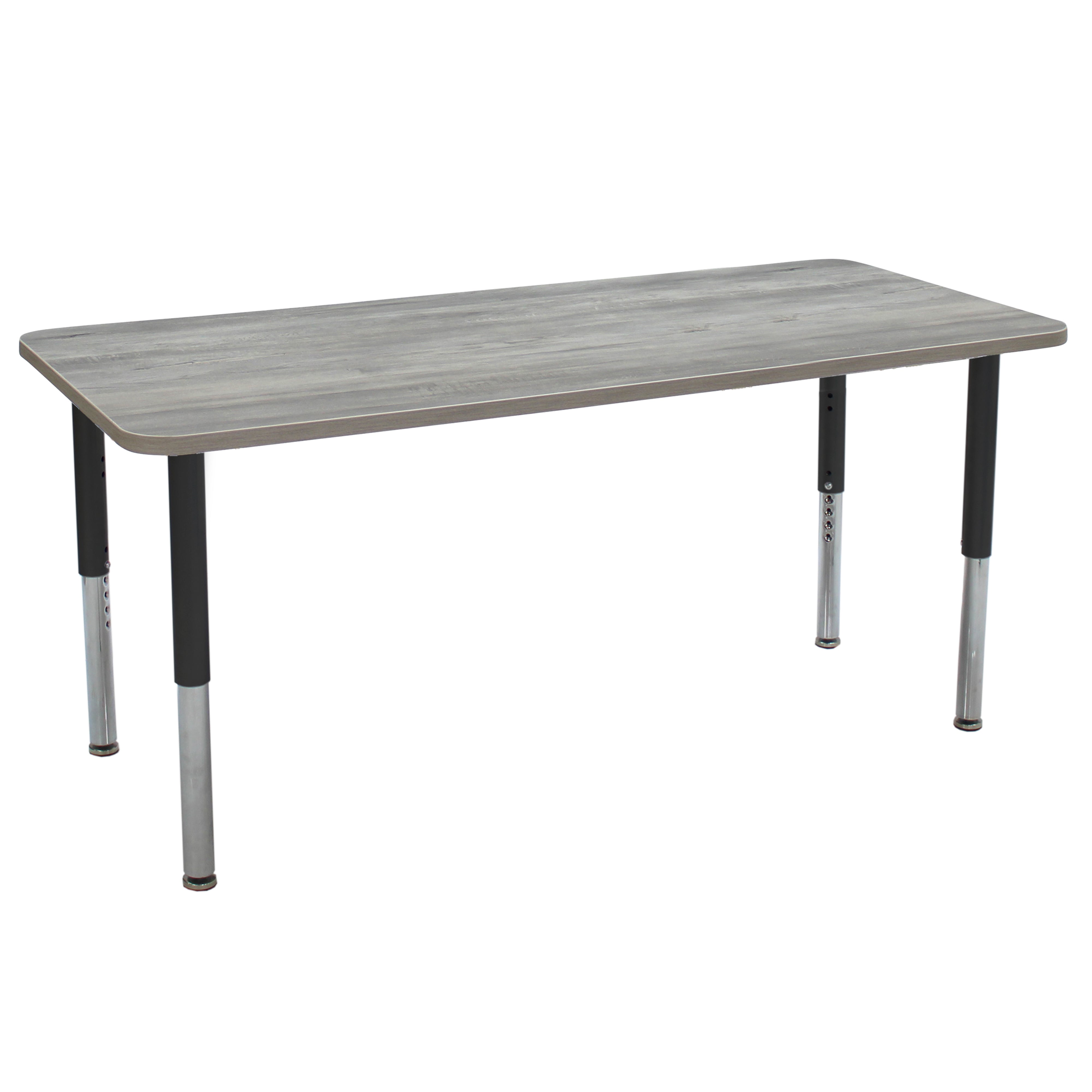 30" x 72" Rectangle La Madera Activity Table with Adjustable Super Legs - Light Gray Wood/Black