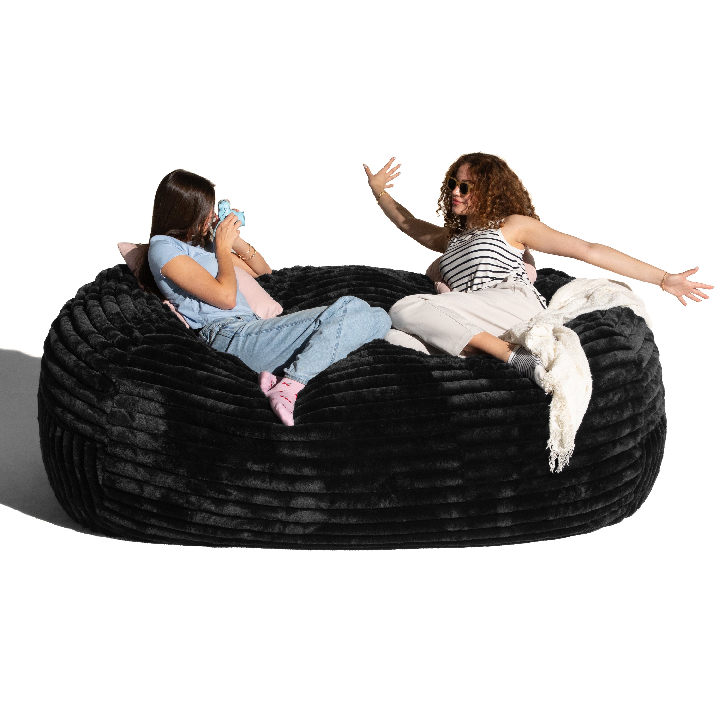 Jaxx Grand Lounger 7 Foot Bean Bag Sofa - Black Mondo Fur