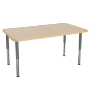 36" x 60" Rectangle La Madera Activity Table with Adjustable Super Legs - Maple Grain/Silver