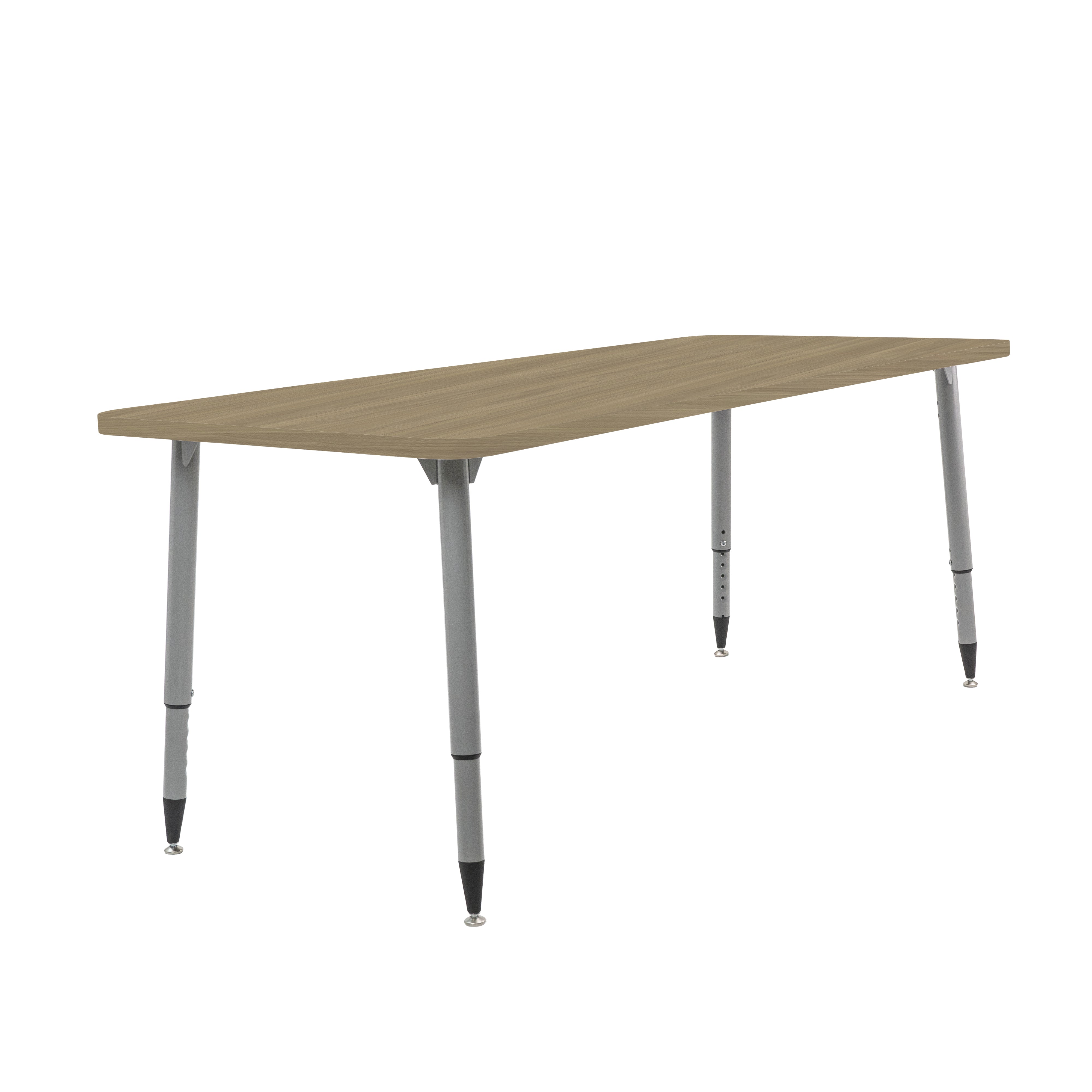 Adapte 30" x 72" Rectangle Woodgrain Activity Table with Adjustable Tapered Legs - Pasadena Oak/Silver