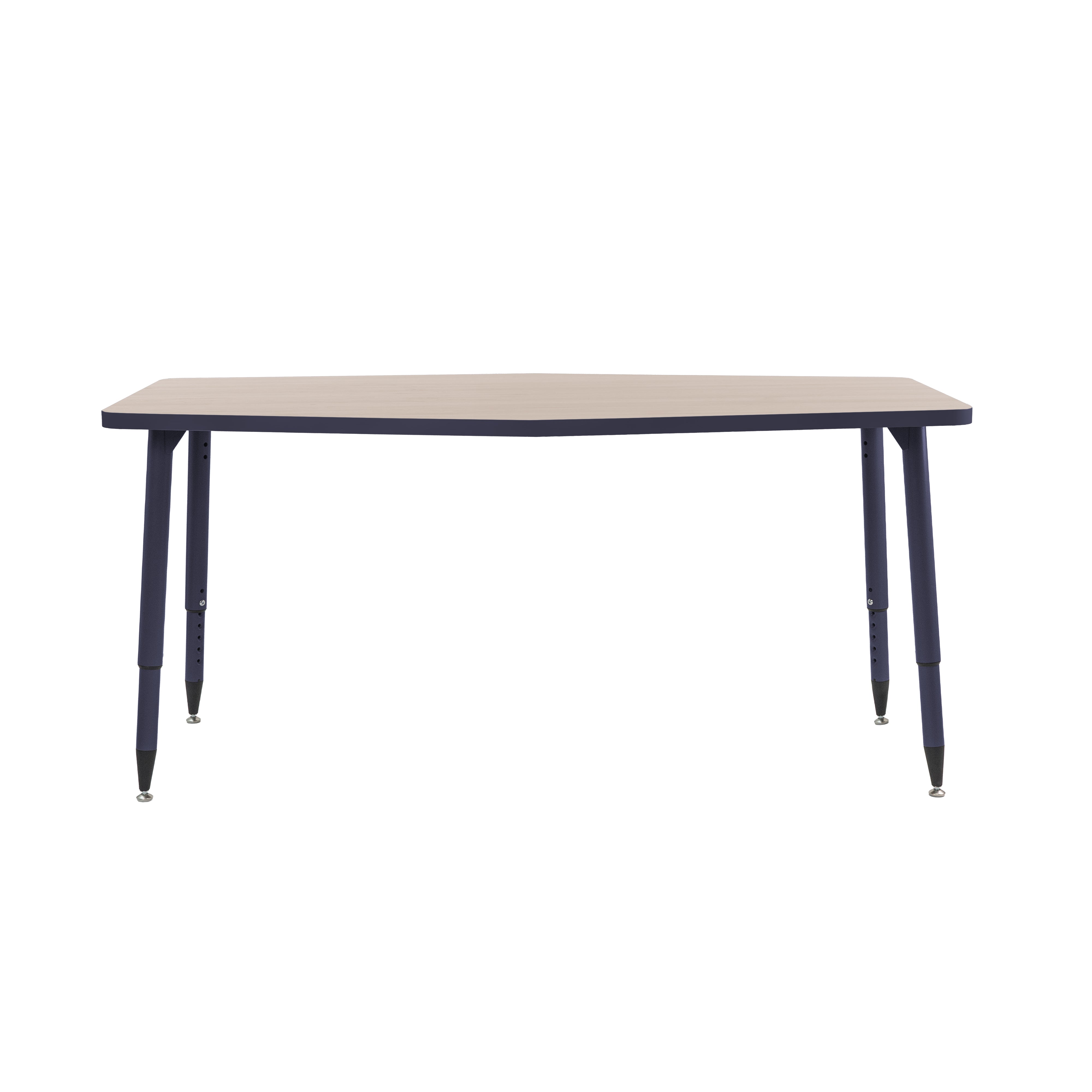 Adapte 34" x 60" Long Hexagon Thermofused Activity Table with Adjustable Tapered Legs - Asian Sand/Navy