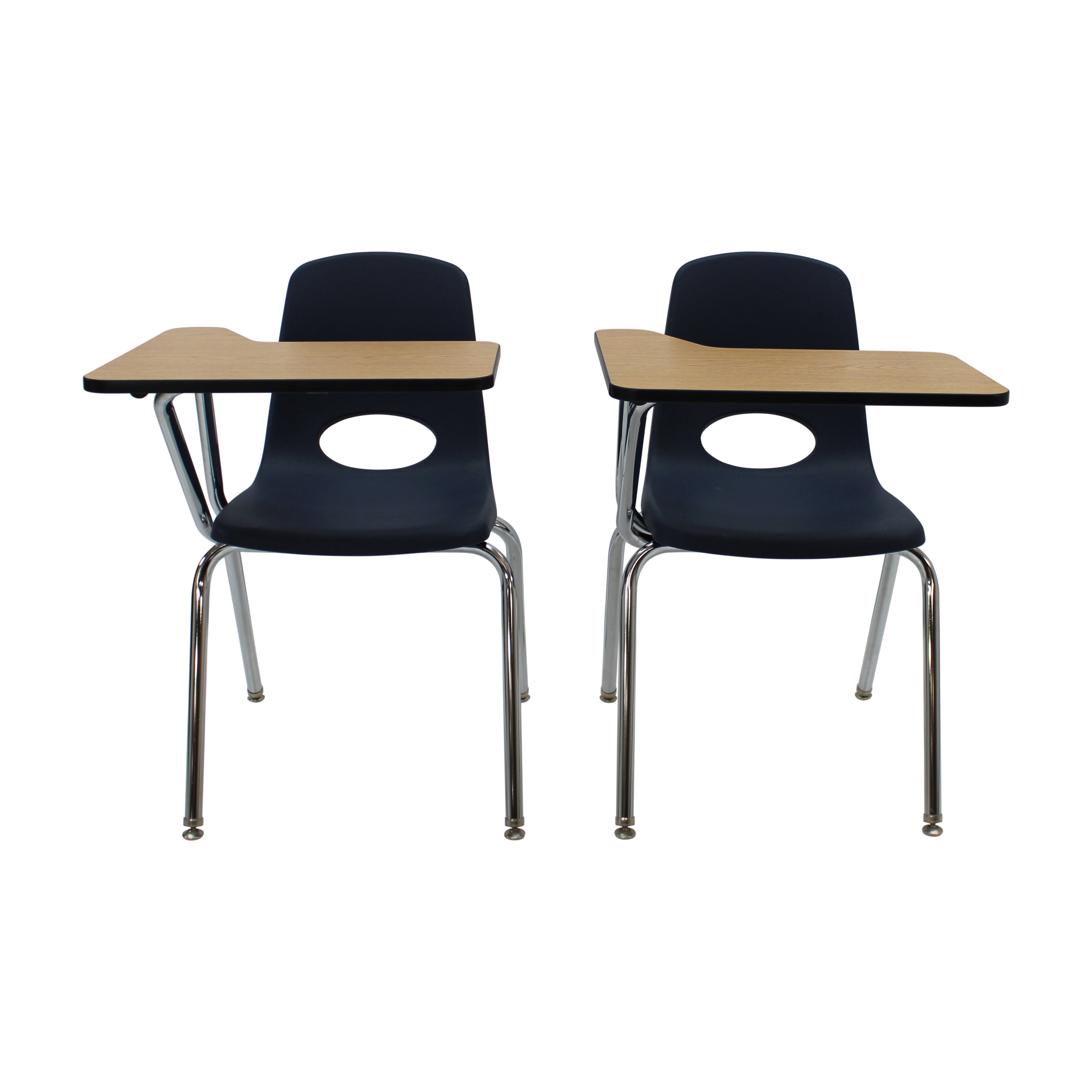 18" Stack Chair with Tablet Arm - Black/Oak/Black