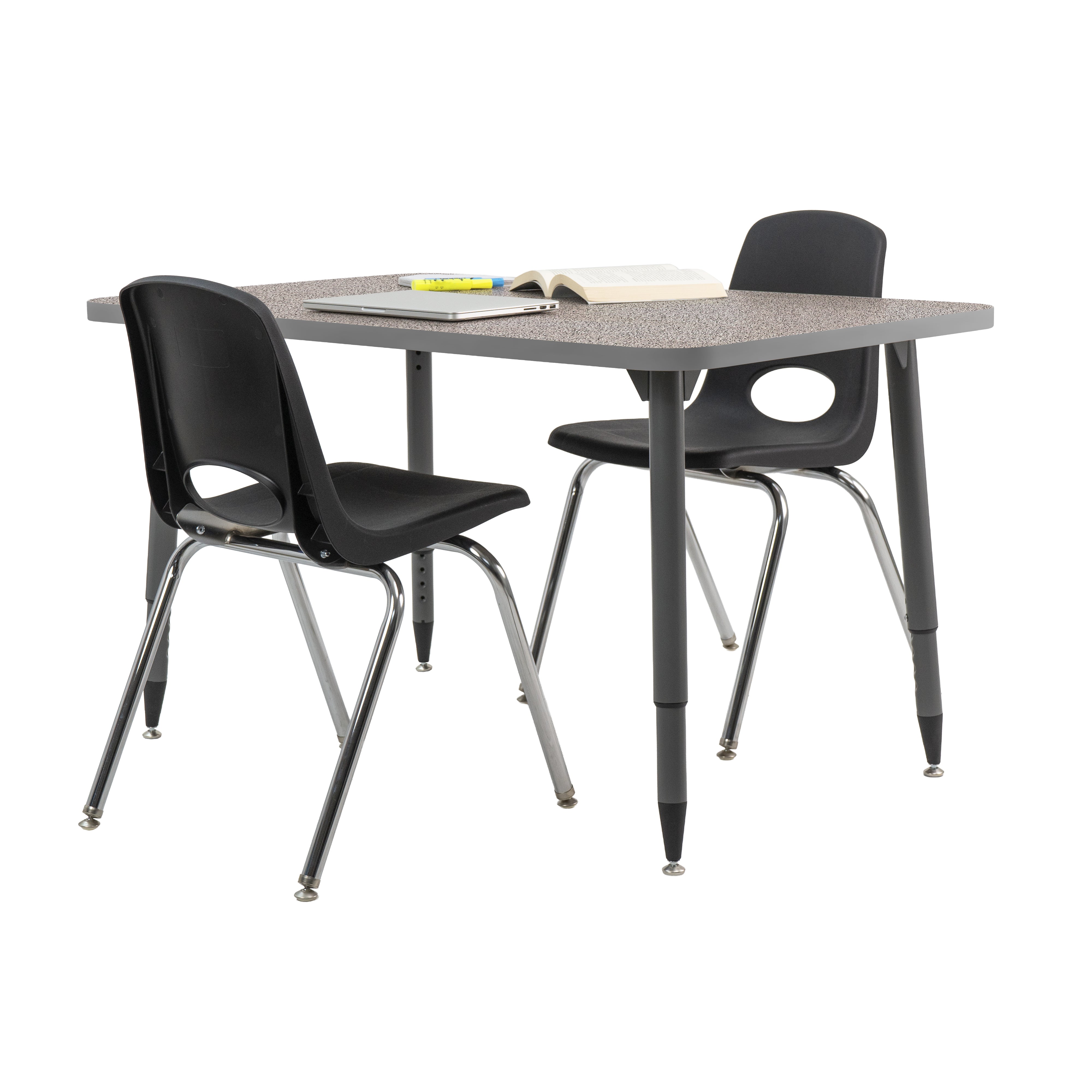 Adapte 30" x 48" Rectangle Thermofused Activity Table with Adjustable Tapered Legs - Gray/North Sea