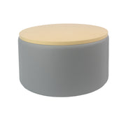 Pro Series Upholstered 30" Round Ottoman Table 18" Height - Gray/Maple