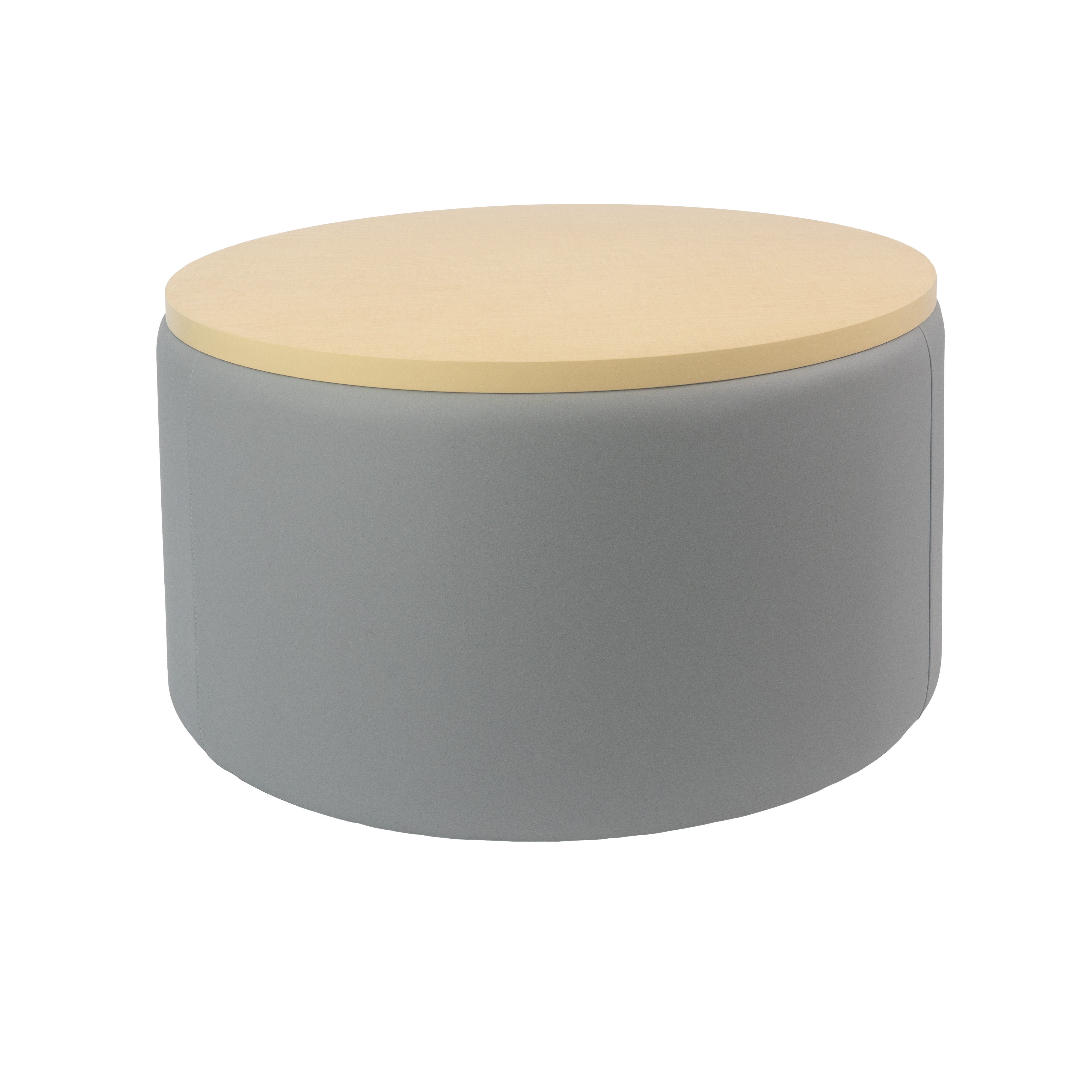 Pro Series Upholstered 30" Round Ottoman Table 18" Height - Gray/Maple
