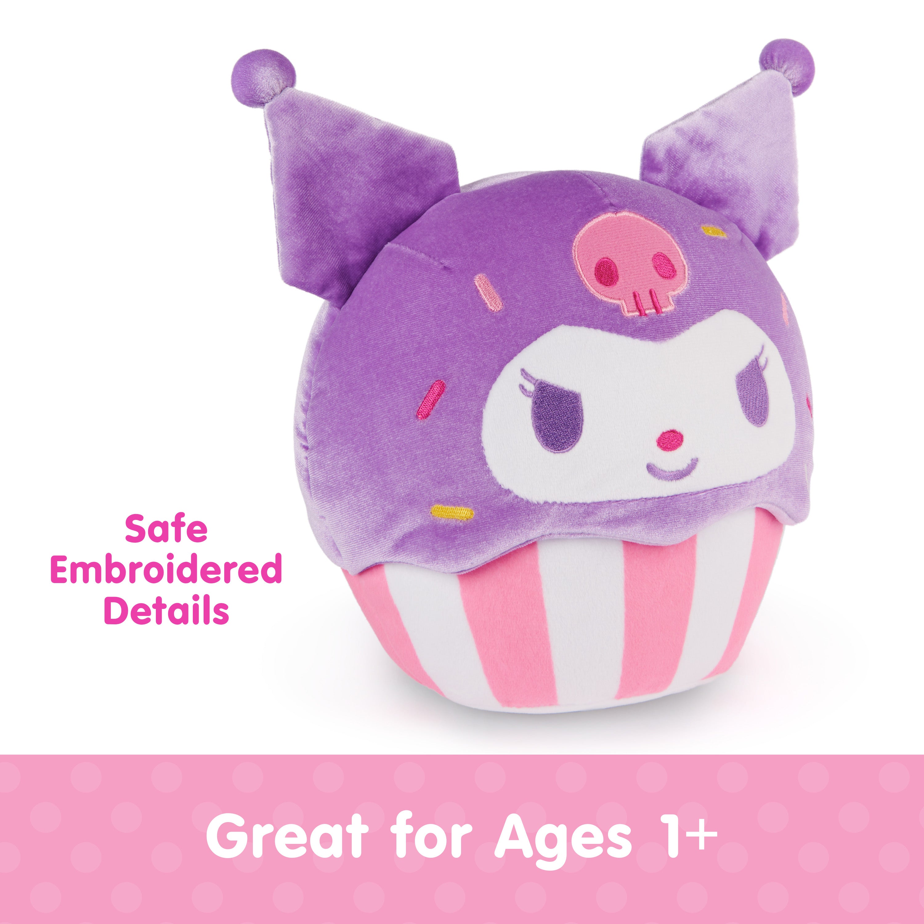 GUND Sanrio Hello Kitty and Friends Kuromi Cupcake Plush, Stuffed Animal for Ages 1 and Up, Purple/White, 8”