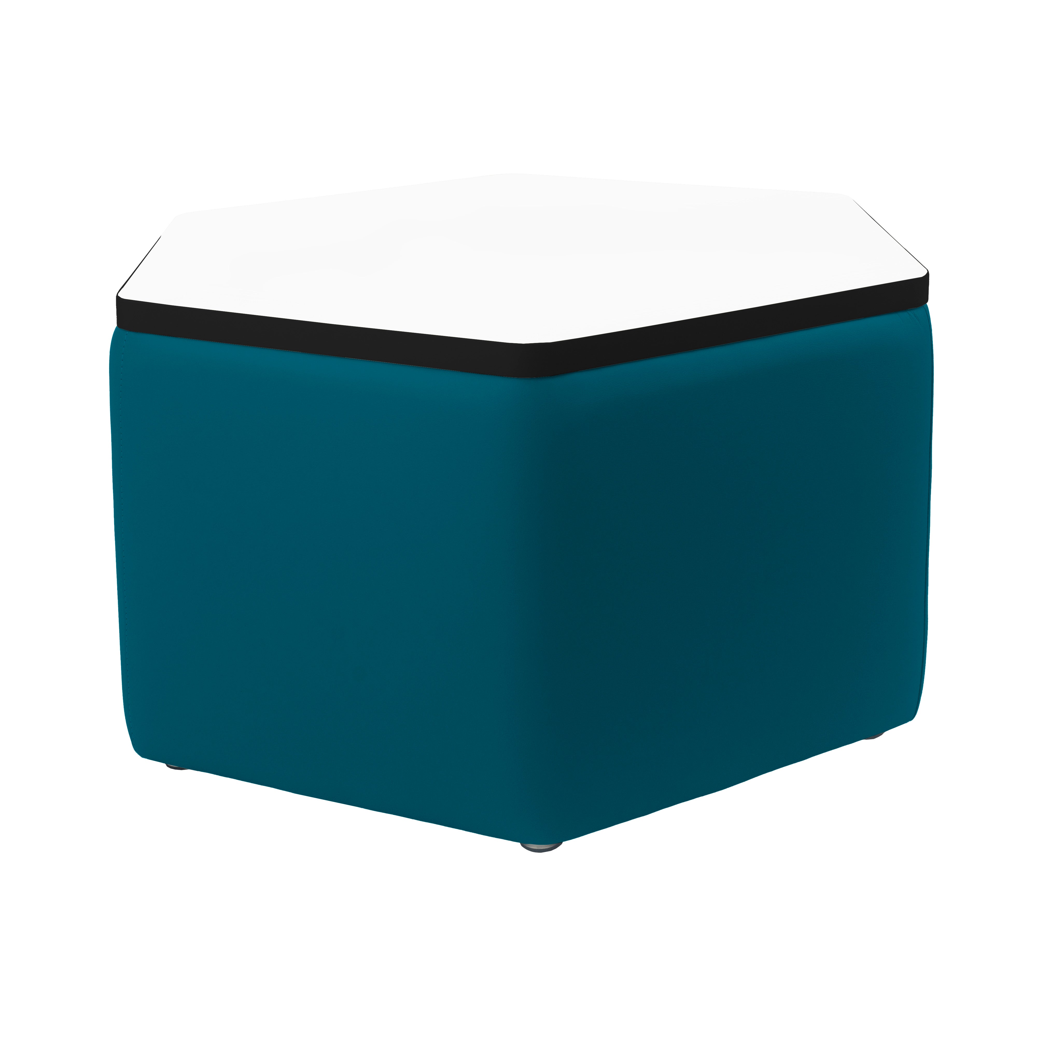 Pro Series Upholstered Hexagon Dry-Erase Ottoman Table 18" Height - Teal/Whiteboard