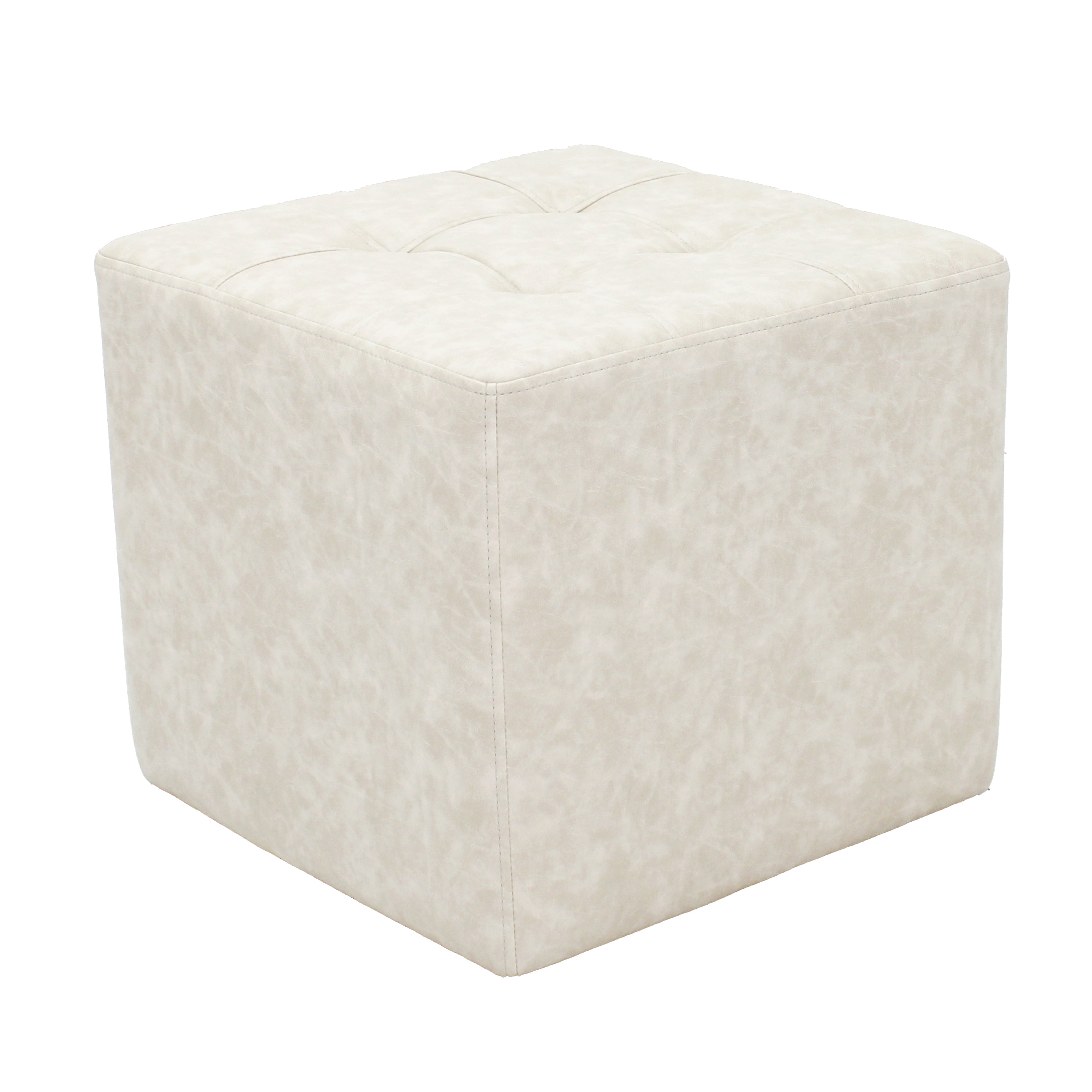 Rustic Tufted Square Ottoman 16" Height - Almond