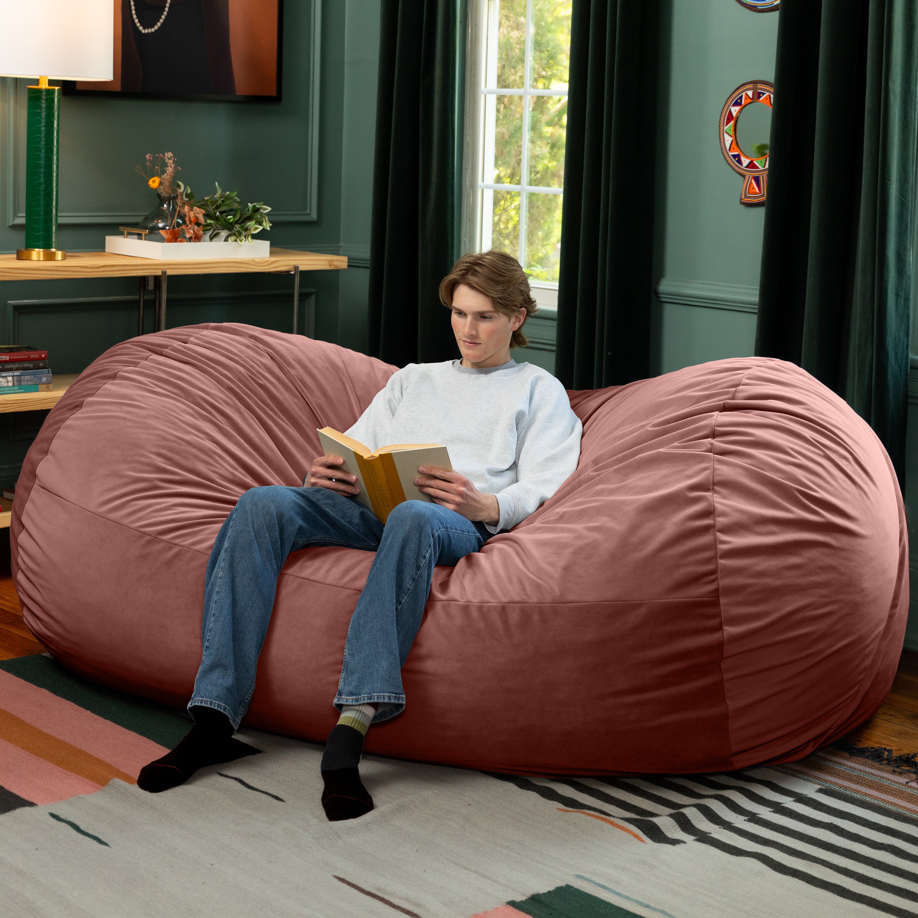 Jaxx Grand Lounger 7 Foot Bean Bag Sofa -Lush Velvet Mauve