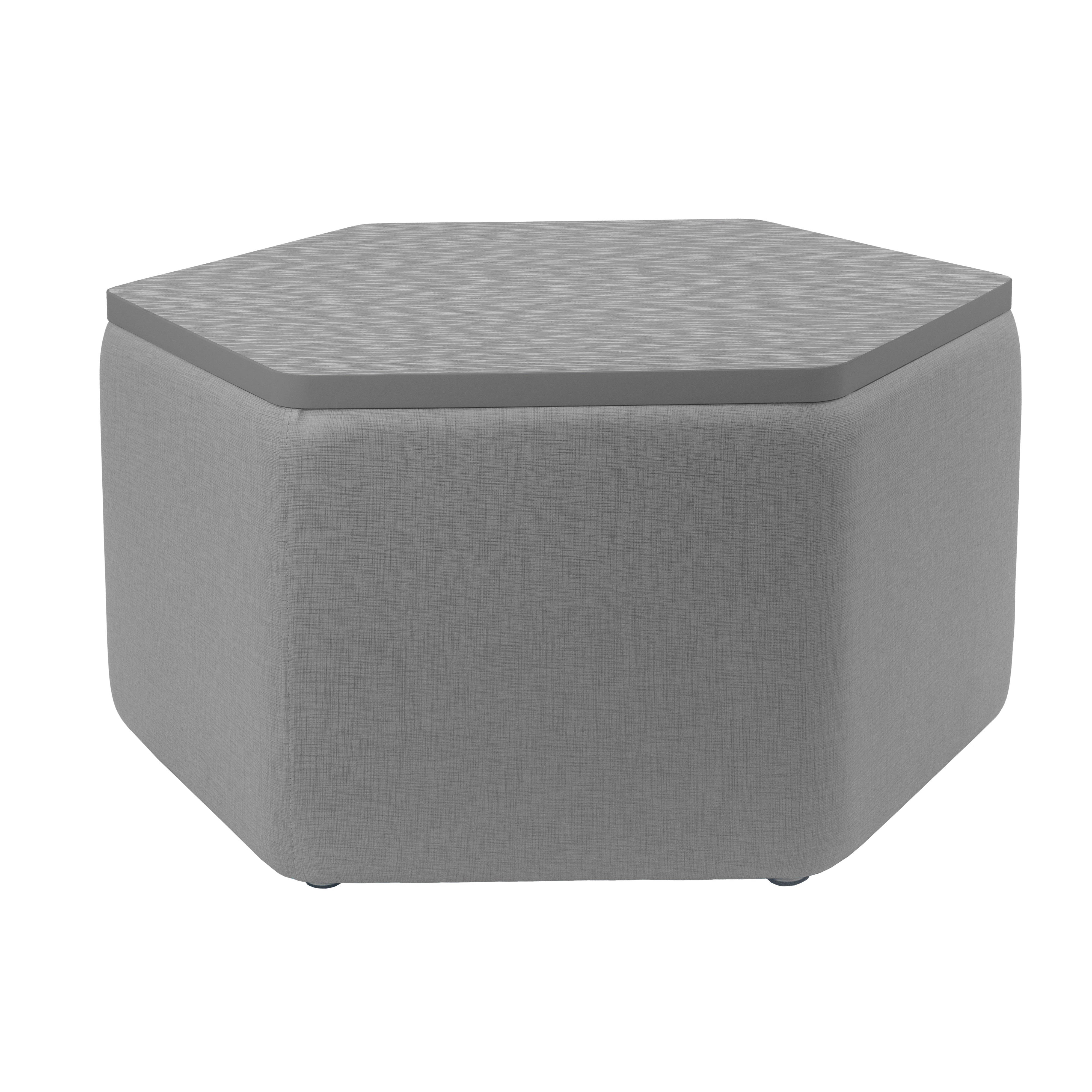 Pro Series Upholstered Hexagon Ottoman Table 18" Height - Slate Gray Crosshatch/Cosmic Strandz
