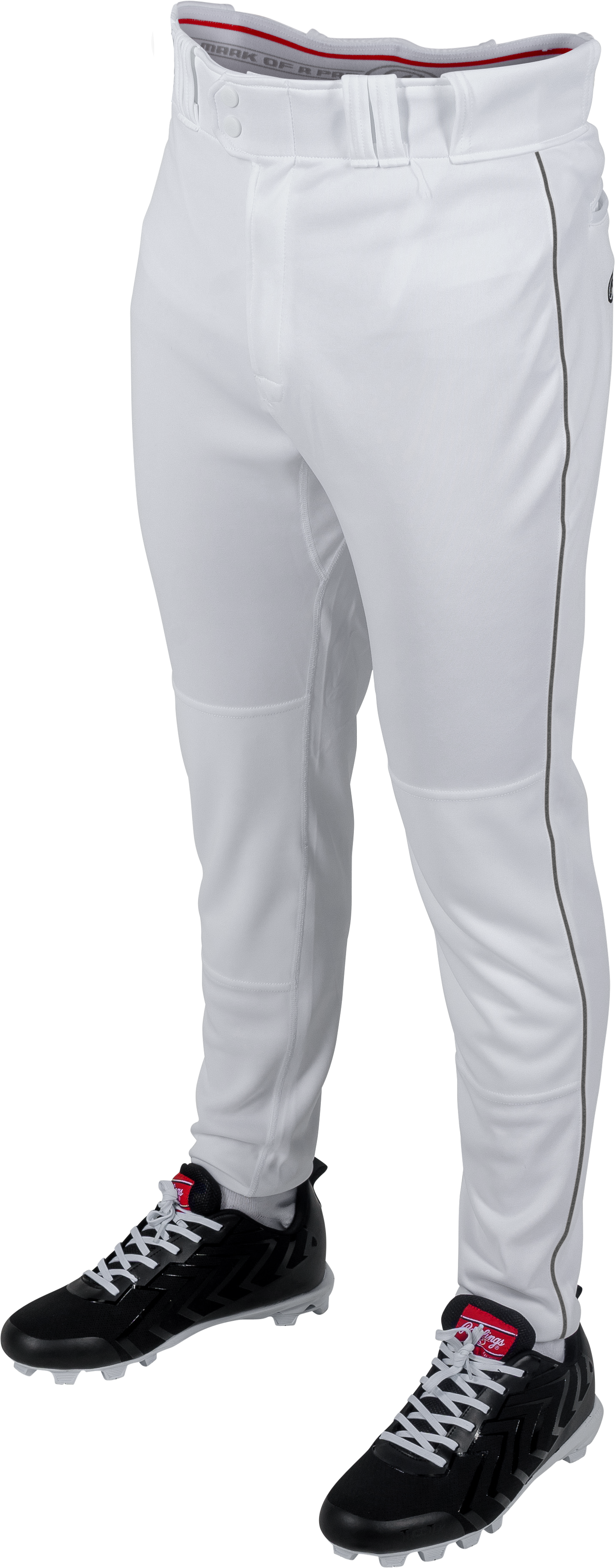 Rawlings Adult Plated Piped Pro Taper Fit Pant - Small - White/Dark Green