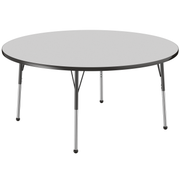 60" Round T-Molding Activity Table with Adjustable Standard Ball Glide Legs - Gray/Black
