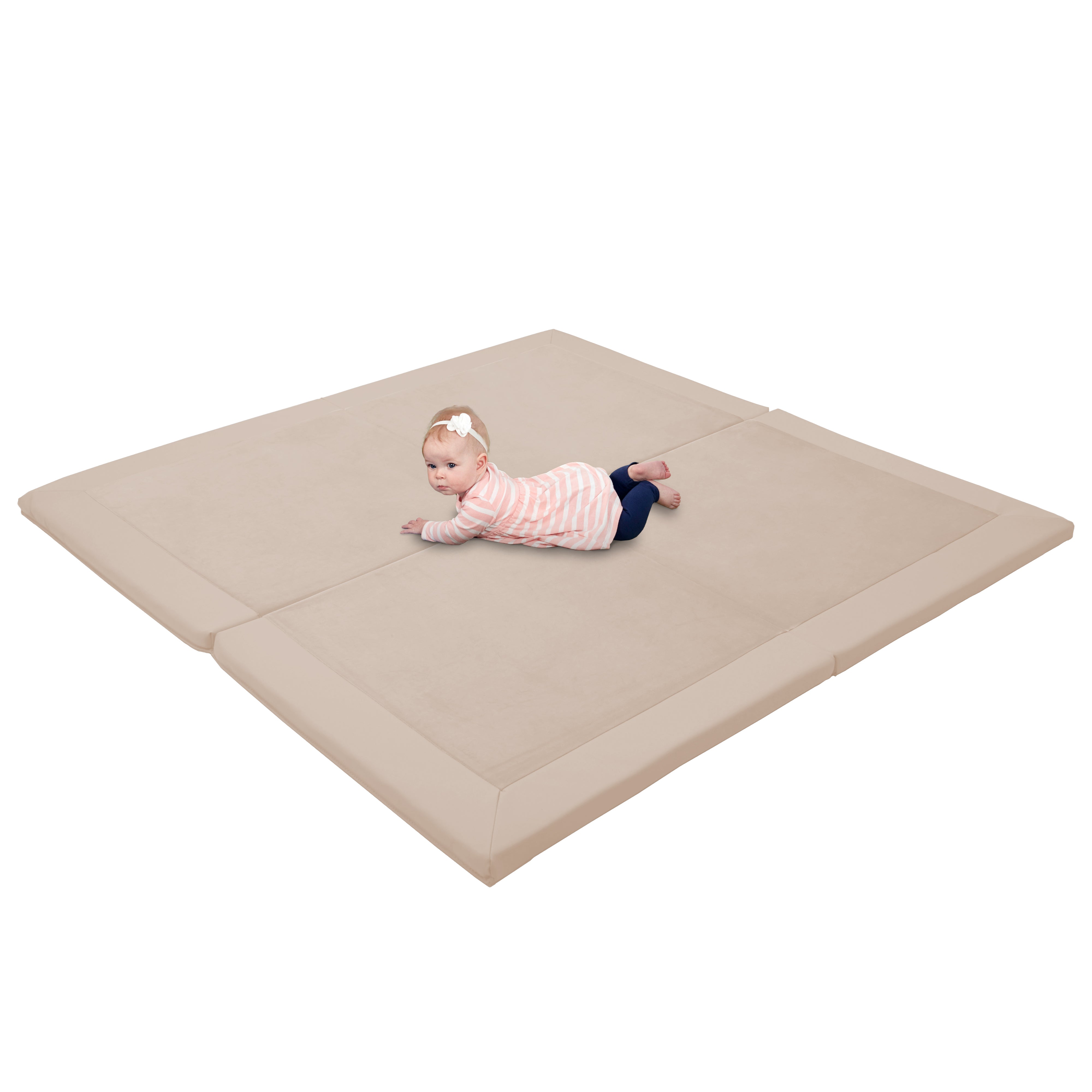 SoftScape Two-Texture Space Saver 4-Fold Toddler Activity Mat - Beige