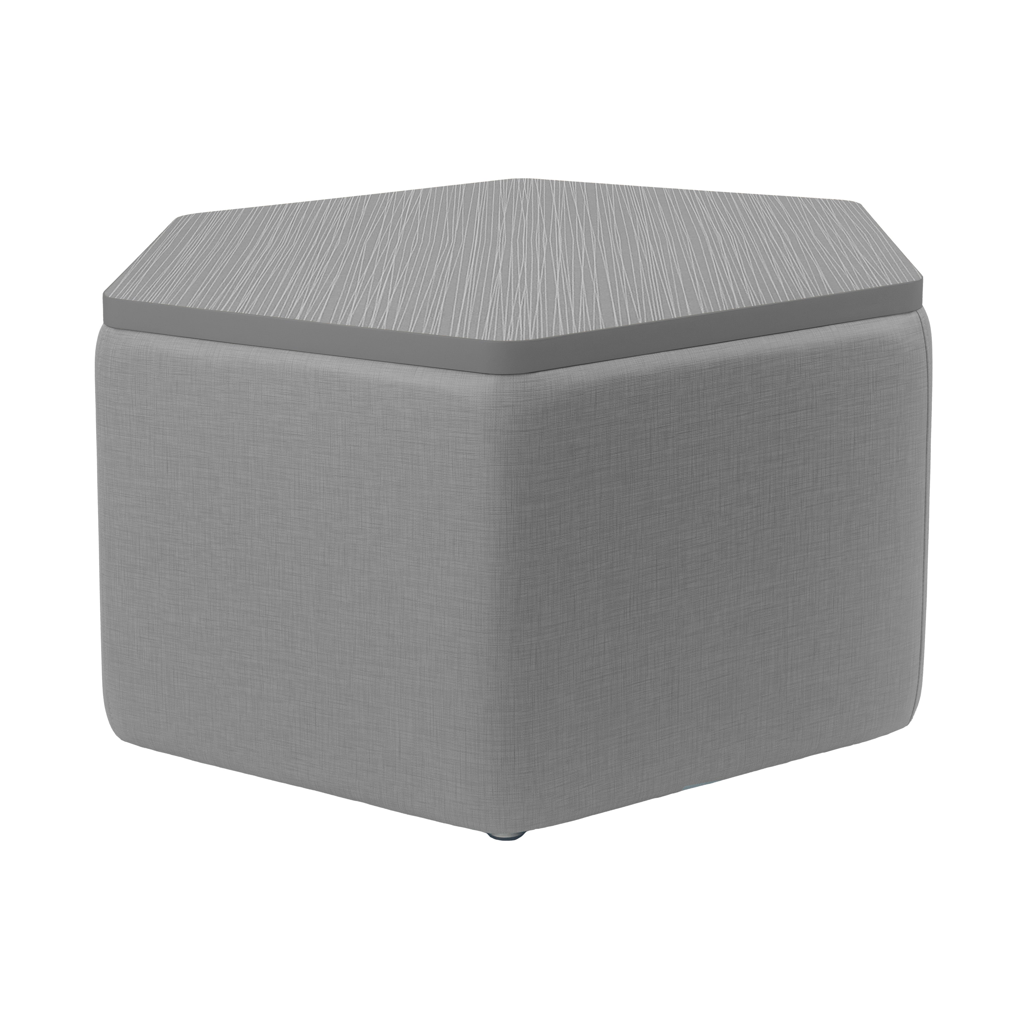 Pro Series Upholstered Hexagon Ottoman Table 18" Height - Slate Gray Crosshatch/Cosmic Strandz