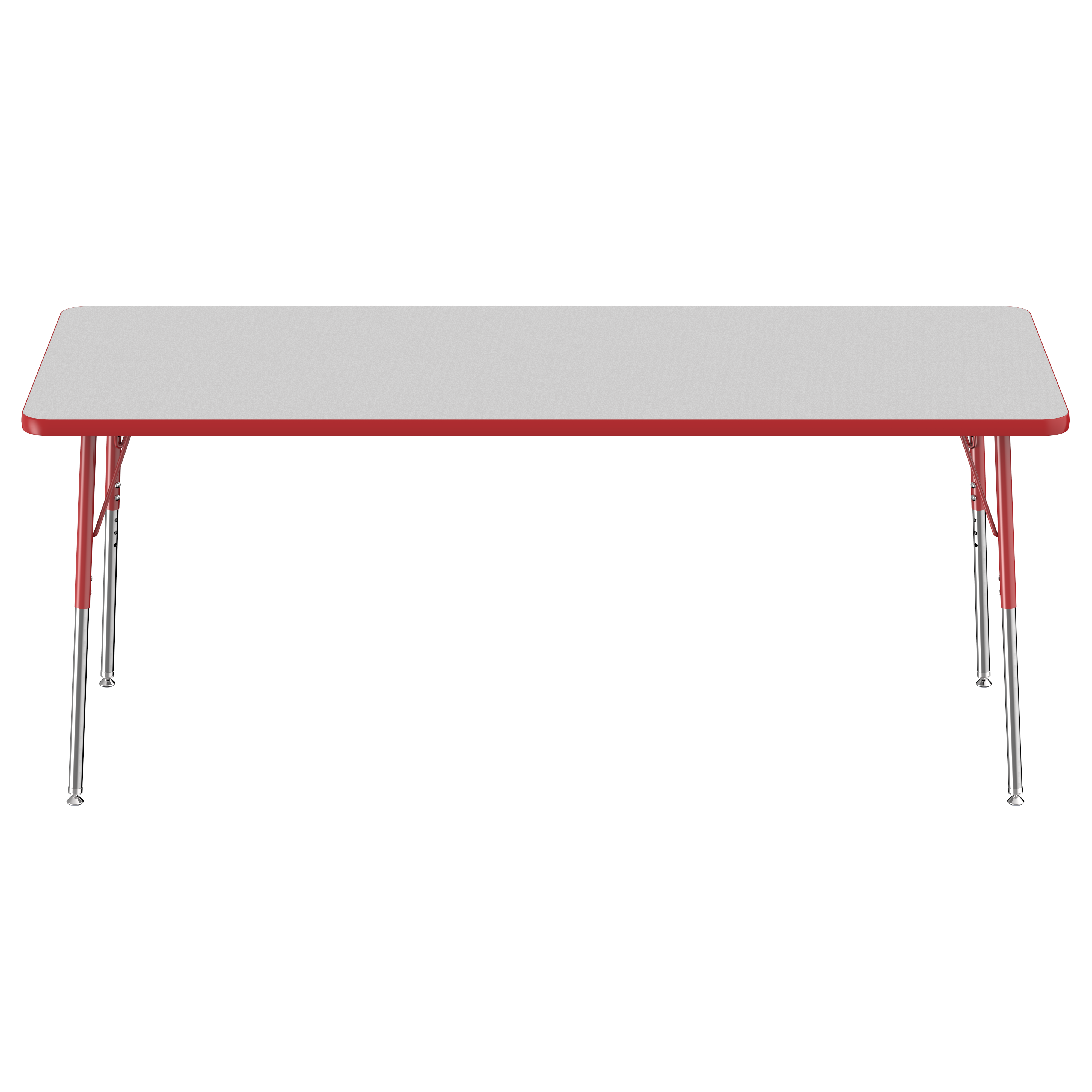 30" x 72" Rectangle T-Molding Activity Table with Adjustable Standard Swivel Glide Legs - Gray/Red
