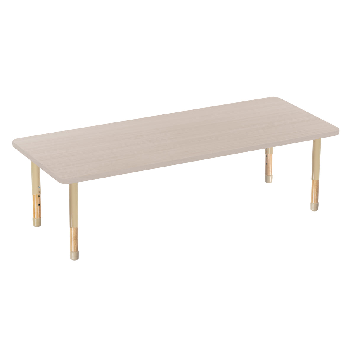 30" x 72" Rectangle Thermofused Activity Table with Adjustable Chunky Wood Legs - Asian Sand/Sand/Natural