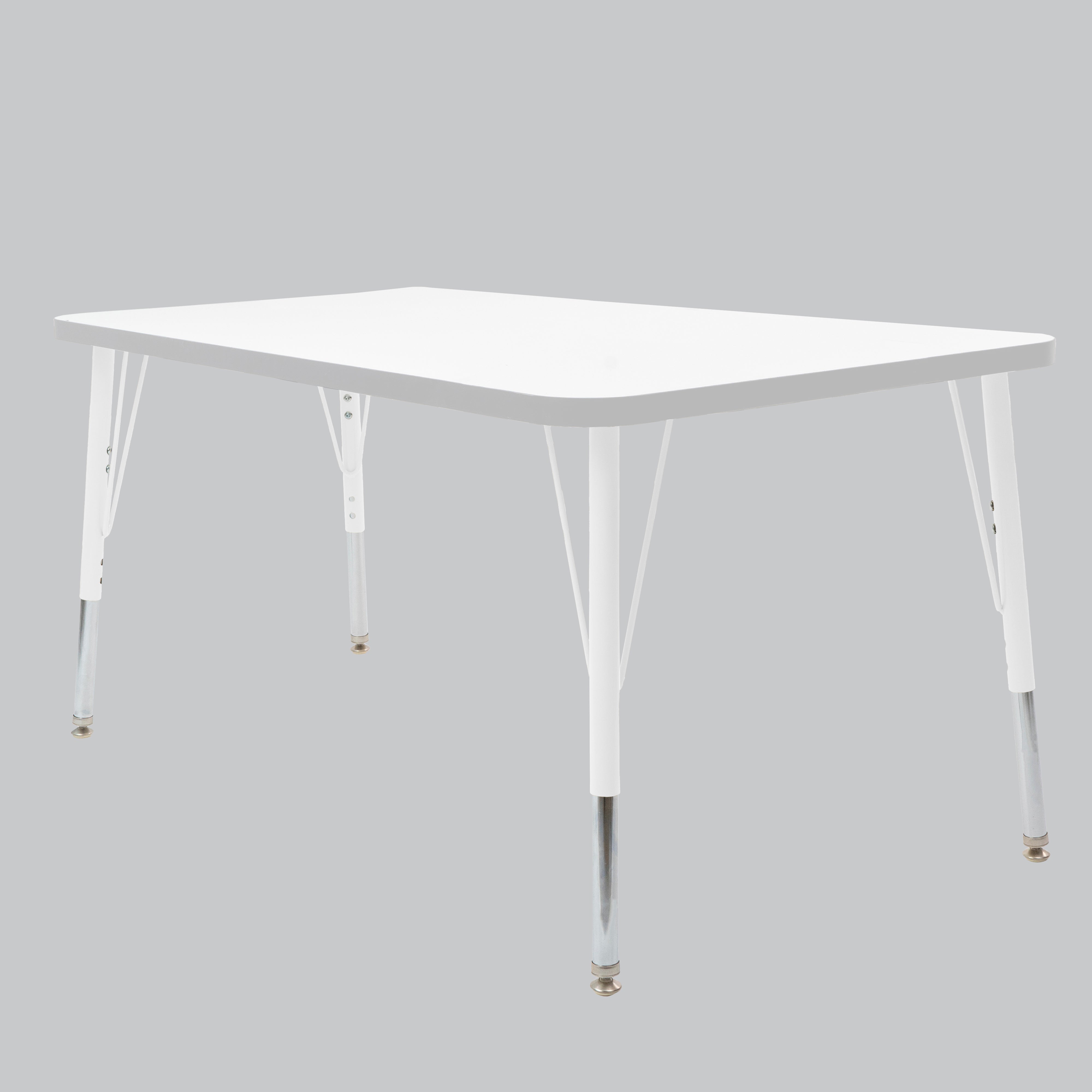 30" x 48" Rectangle Thermofused Activity Table with Adjustable Standard Swivel Glide Legs - White/Light Gray/White