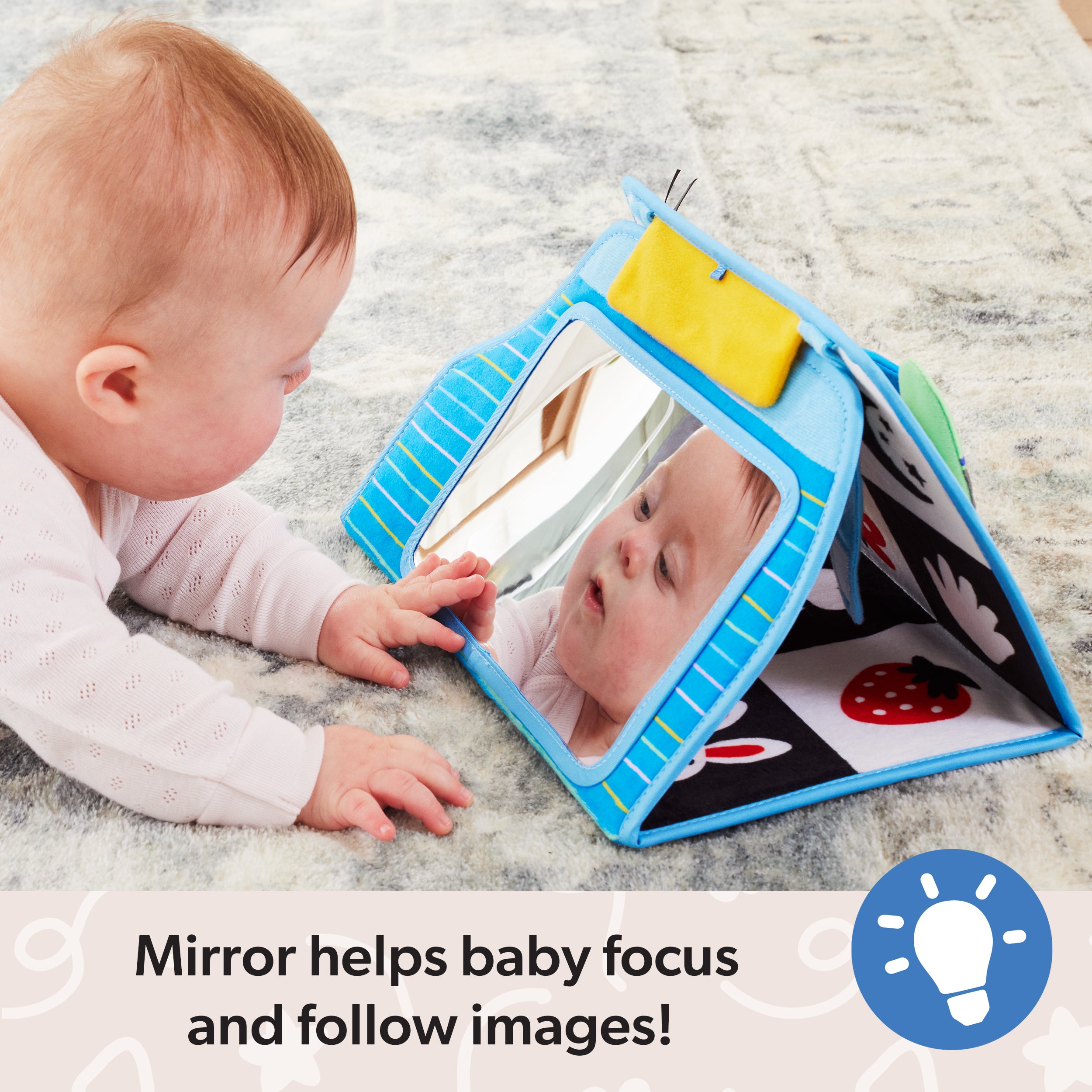 Ms. Rachel Official Tummy Time Activity Bus Folding Play Mat with Baby Mirror & Sensory Toys for Interactive Play Baby Learning Toys for Boys & Girls Ages 0-1+