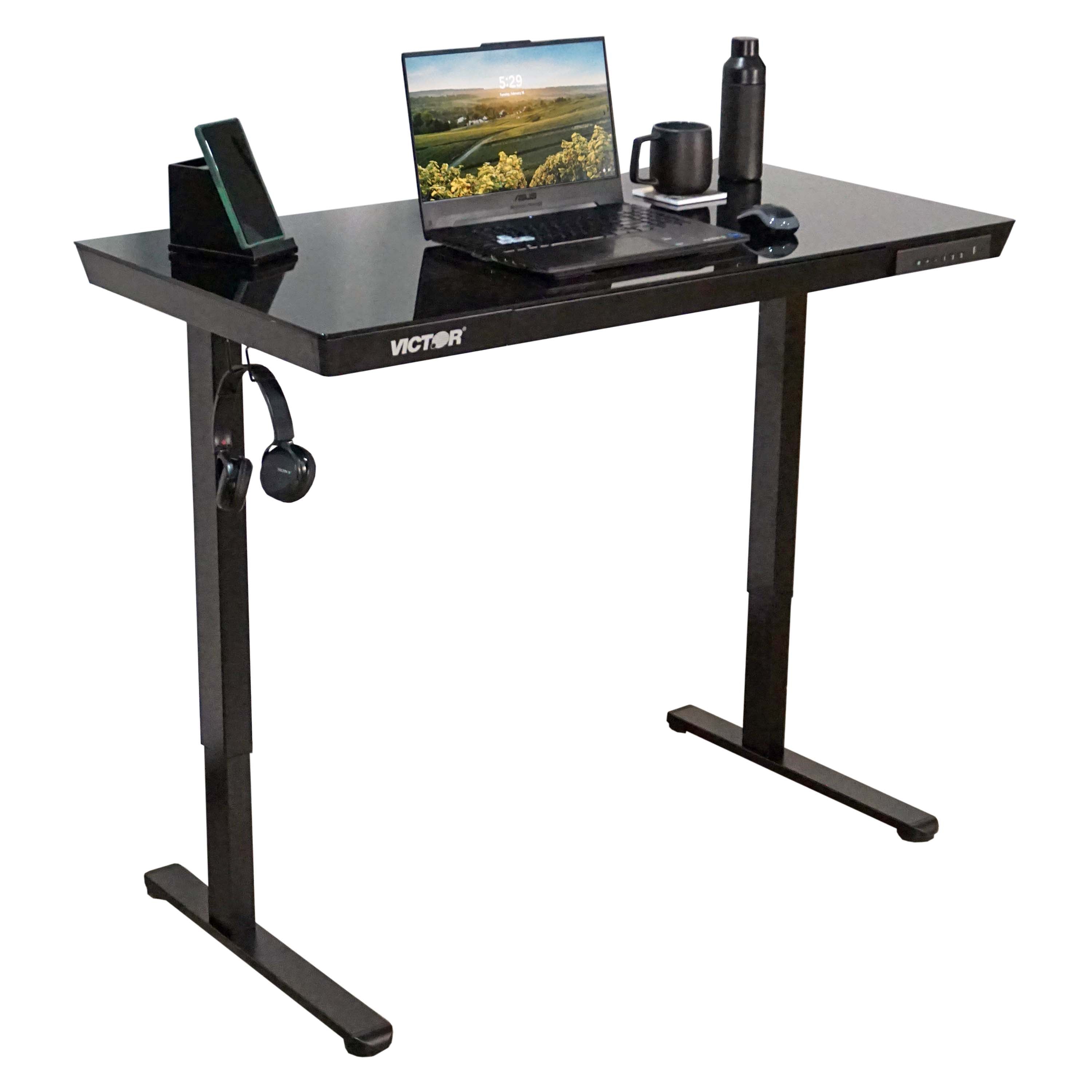 High Rise™ Glass Top Standing Desk, White
