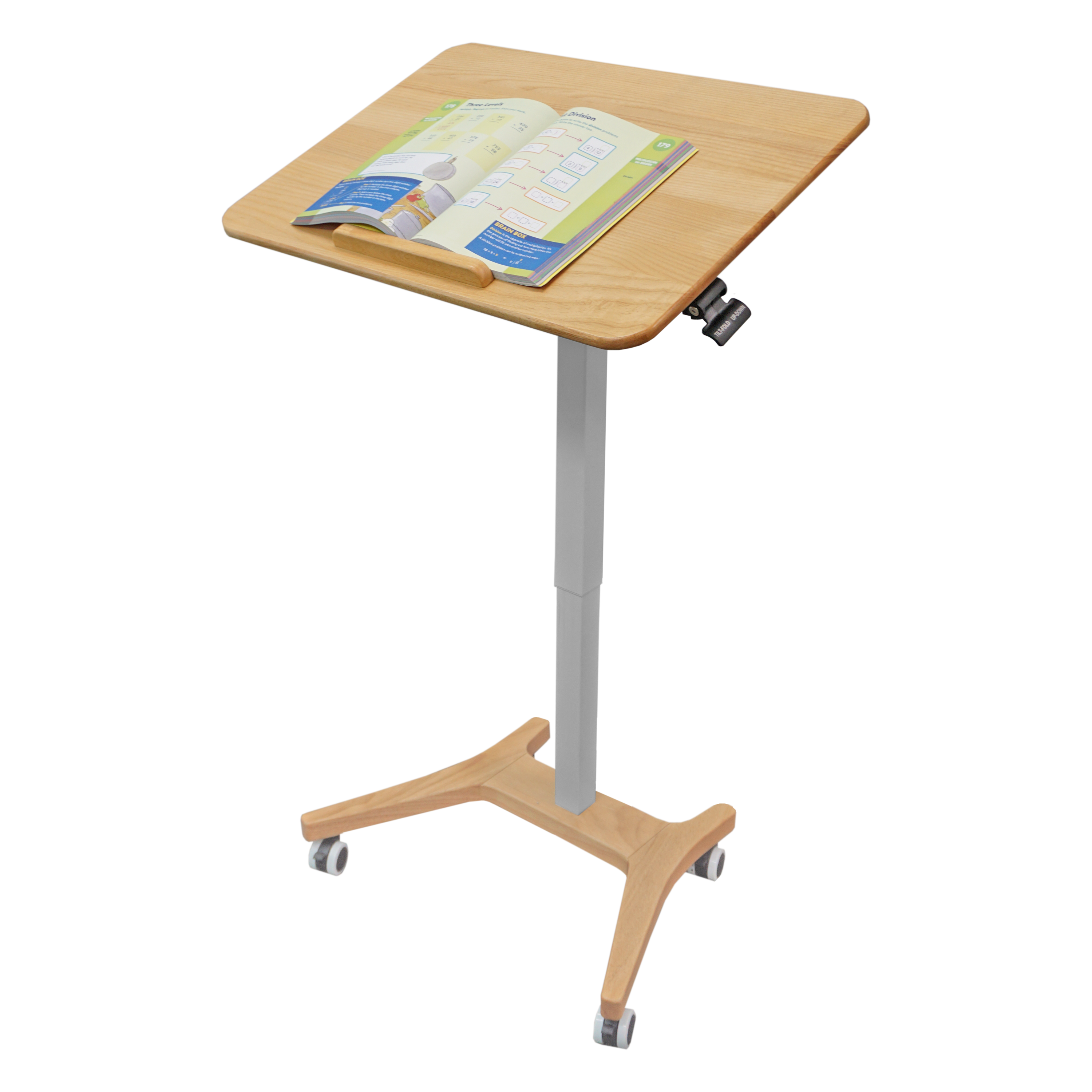 High Rise™ Solid Wood Mobile Adjustable Standing Desk