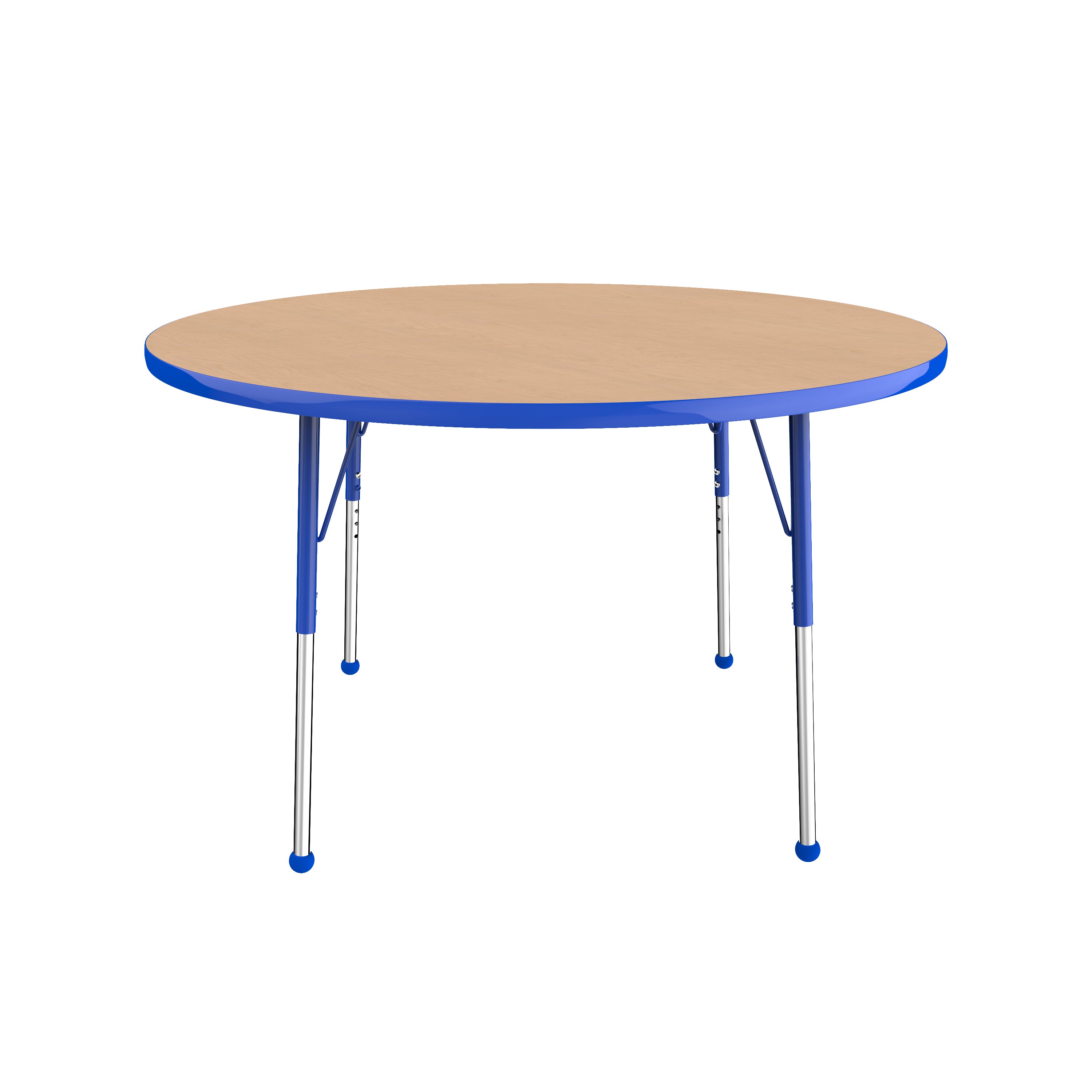 48" Round T-Molding Activity Table with Adjustable Standard Ball Glide Legs - Maple/Blue