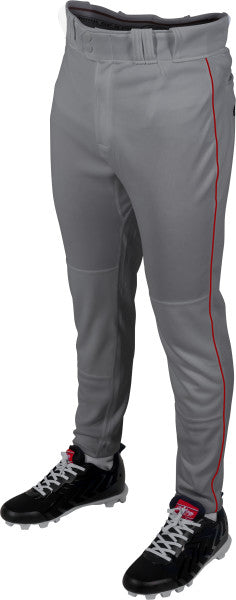 Rawlings Youth Plated Piped Pro Taper Fit Pant - Large - Blue Gray/Scarlet