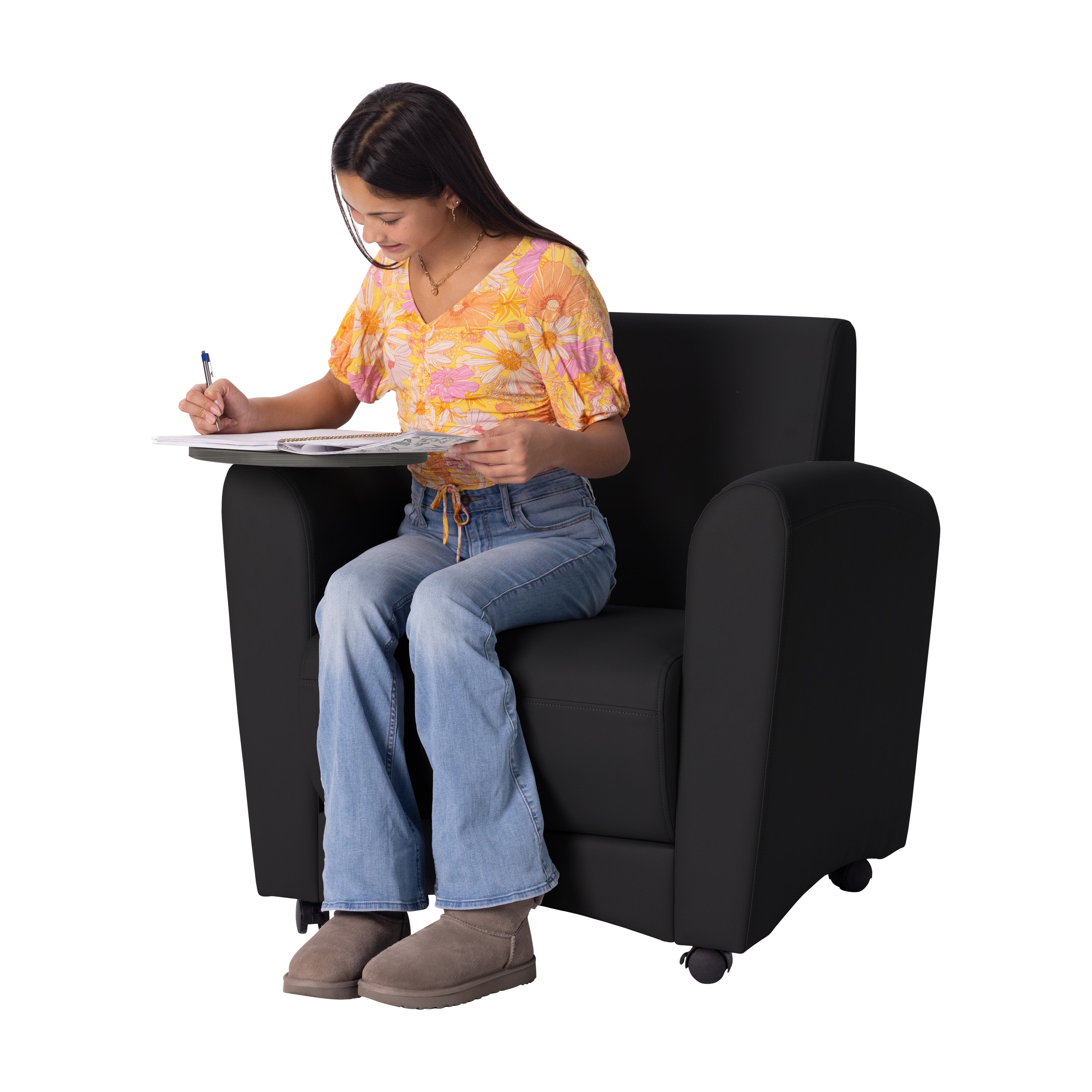 Pro Series Upholstered Common Area Chair with Tablet - Black/Cosmic Strandz
