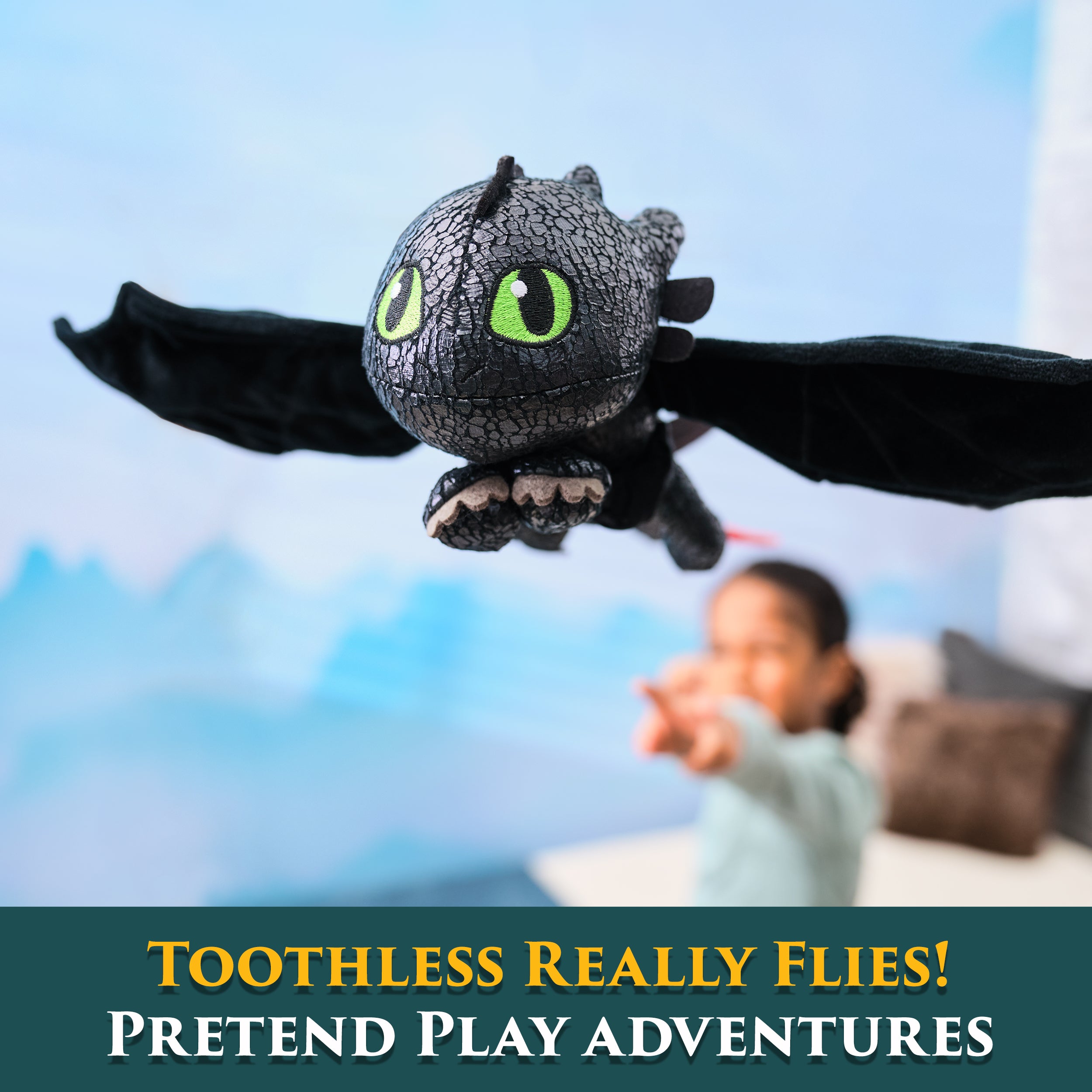 Dreamworks Dragons How to Train Your Dragon, Hug and Glide Toothless Plush Toy, 12” Dragon Stuffed Animal, Kids Toys for Boys Ages 4 and Up